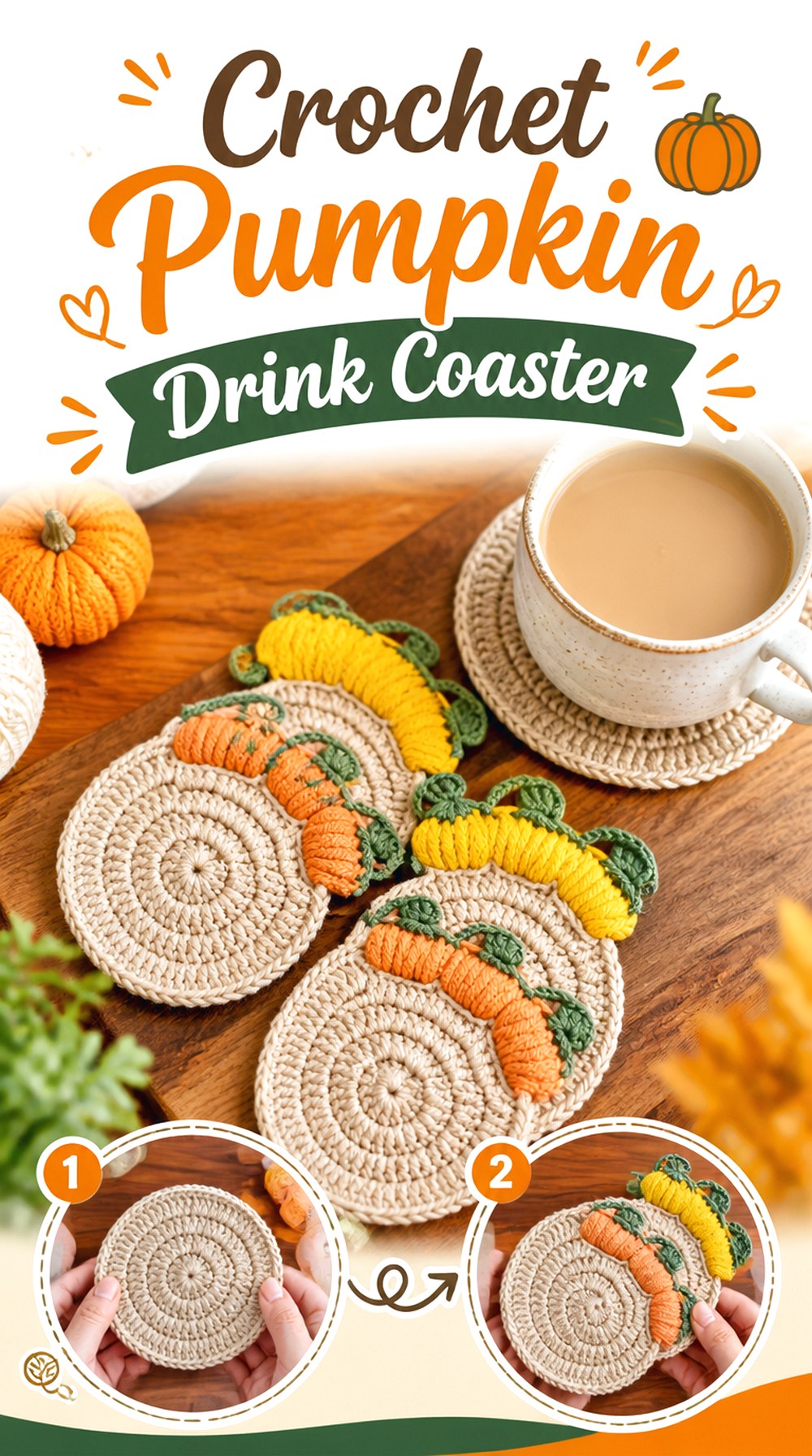 Crochet Pumpkin Drink Coaster