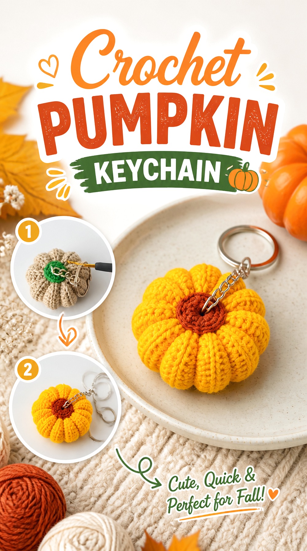 Crochet Pumpkin Keychain