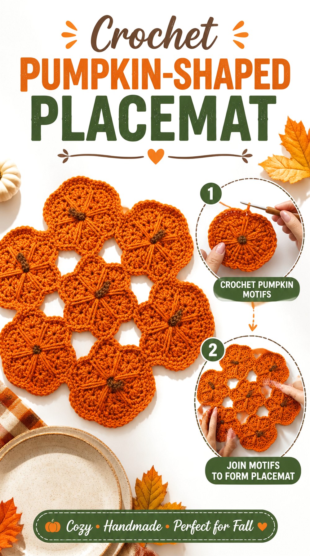 Crochet Pumpkin Shaped Placemat