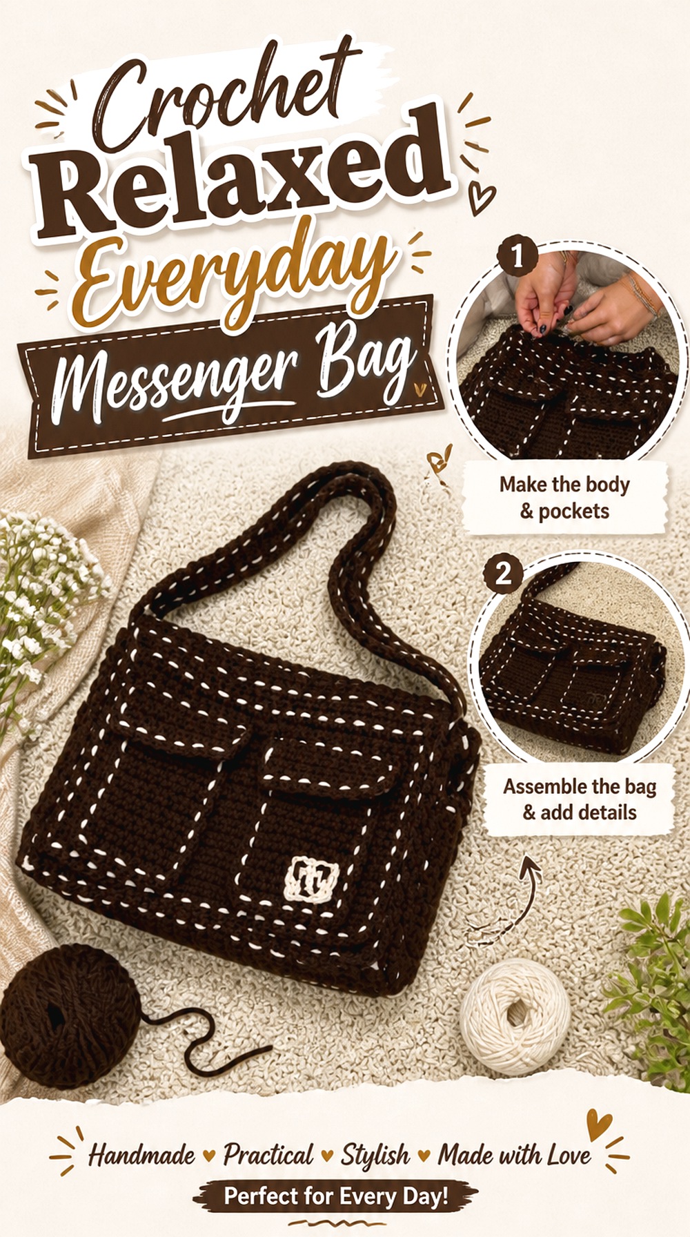 Crochet Relaxed Everyday Messenger Bag
