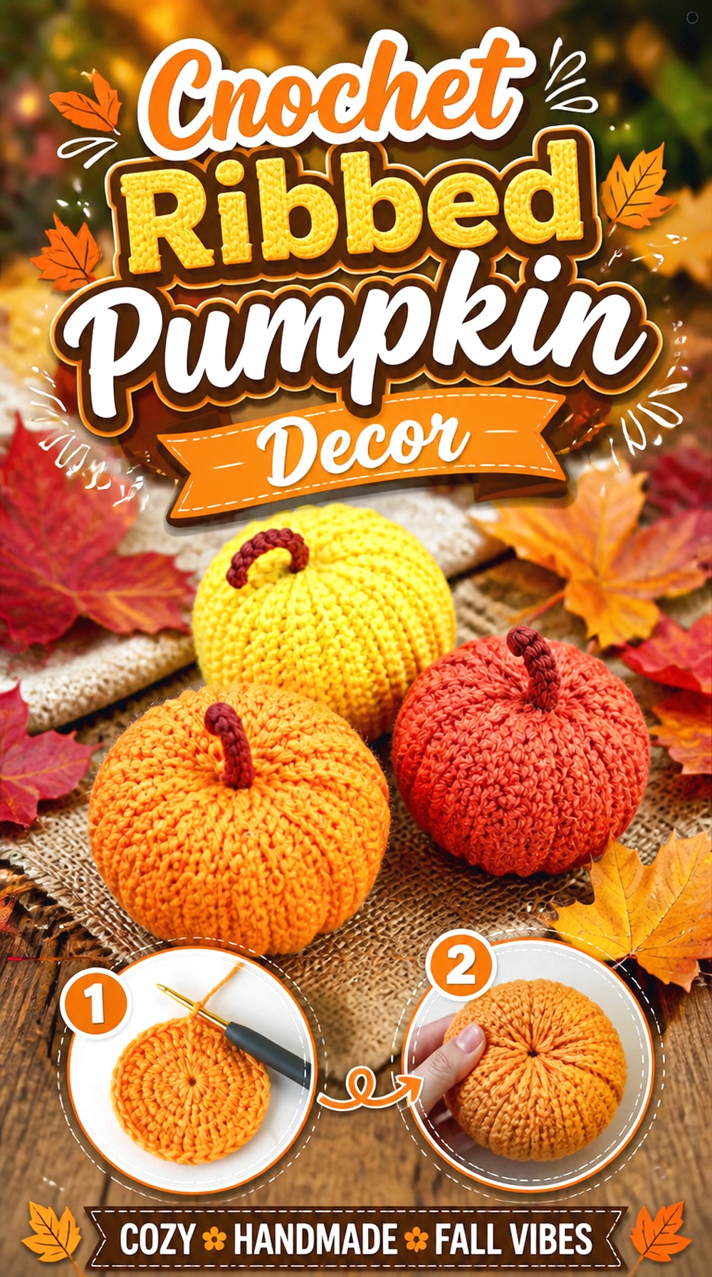 Crochet Ribbed Pumpkin Decor