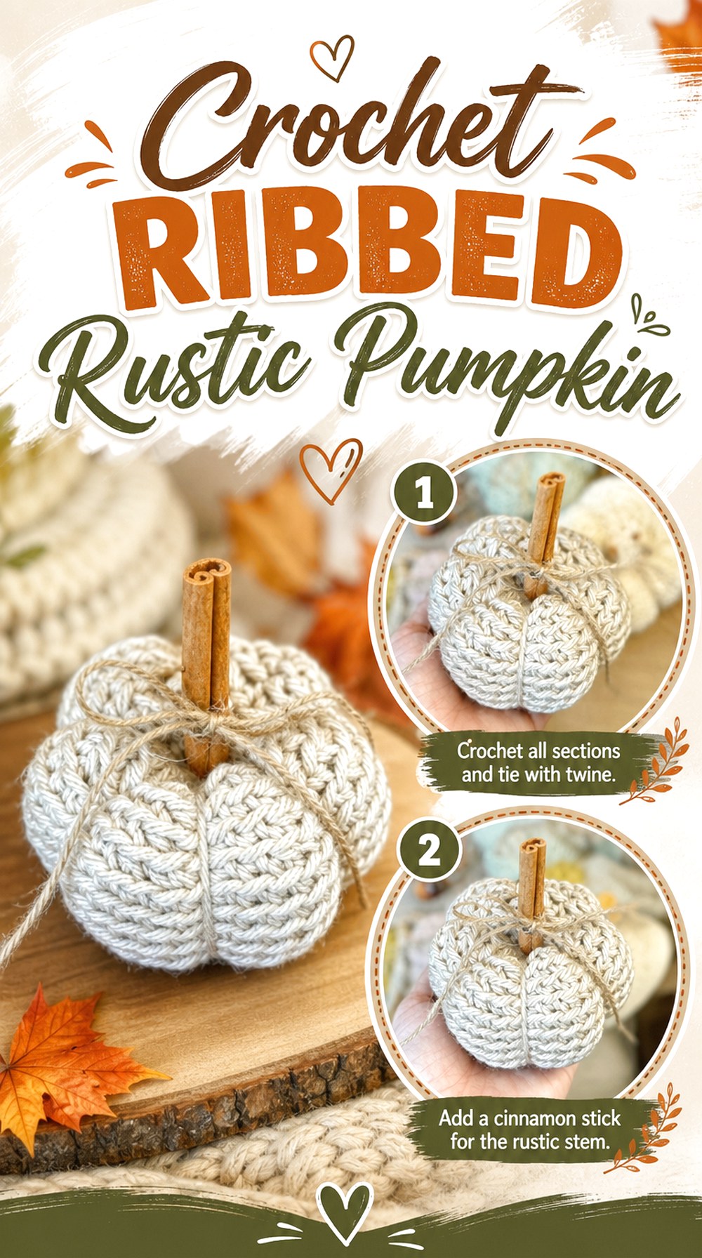 Crochet Ribbed Rustic Pumpkin