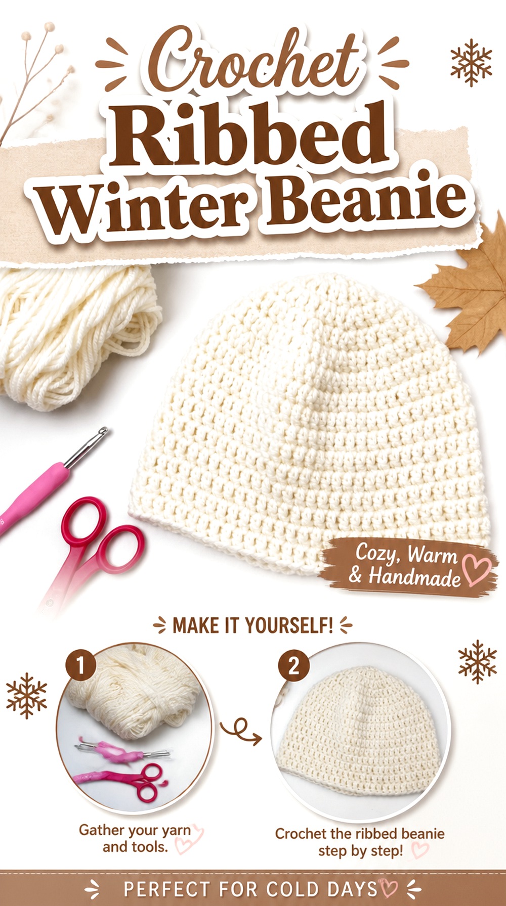 Crochet Ribbed Winter Beanie