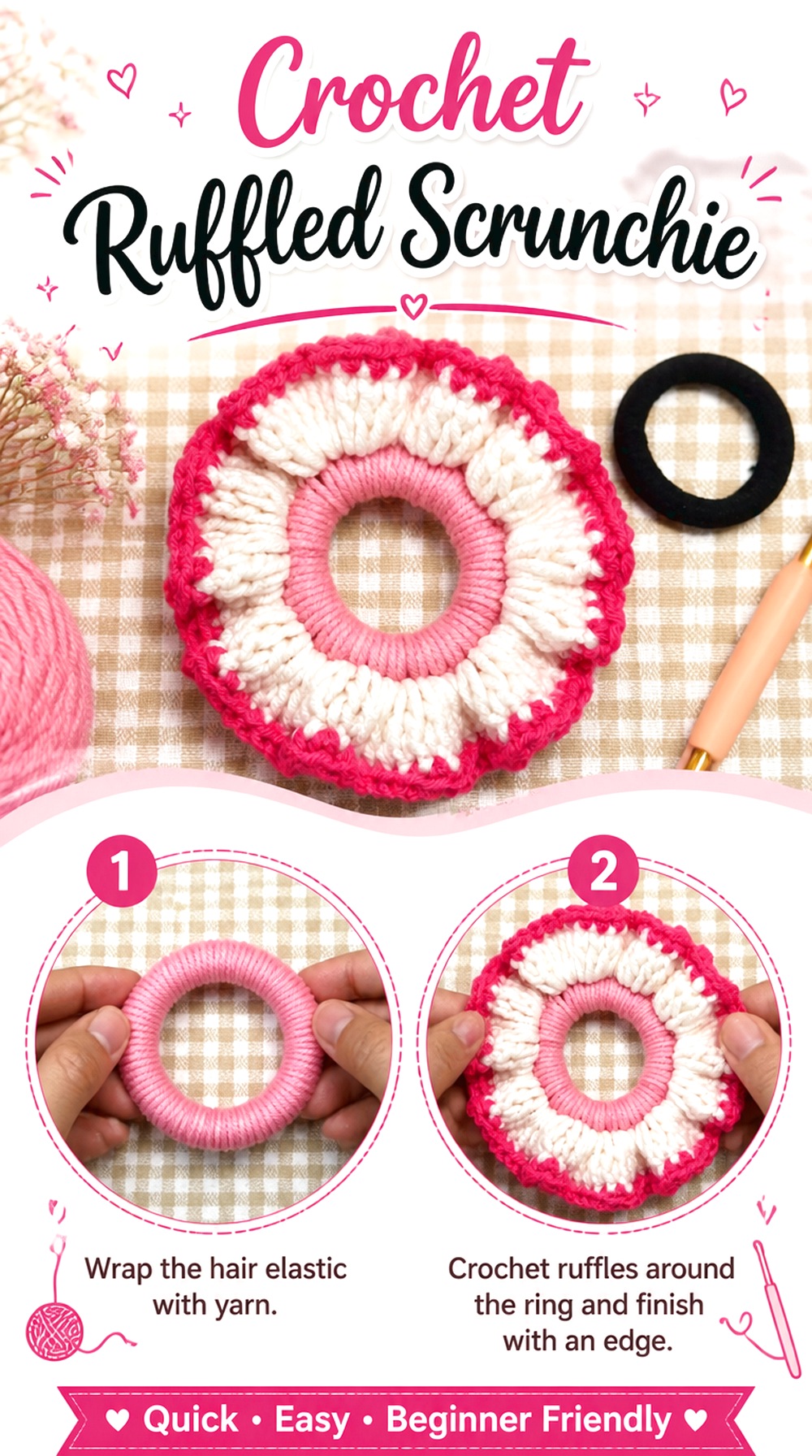 Crochet Ruffled Scrunchie