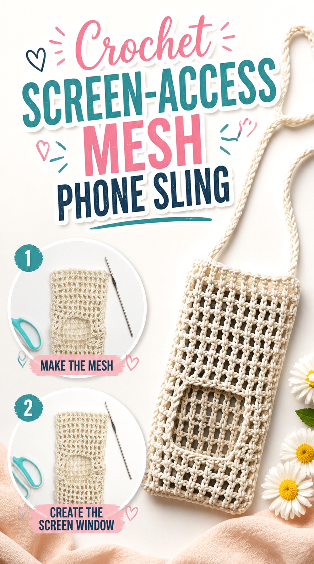 Crochet Screen Access Mesh Phone Sling