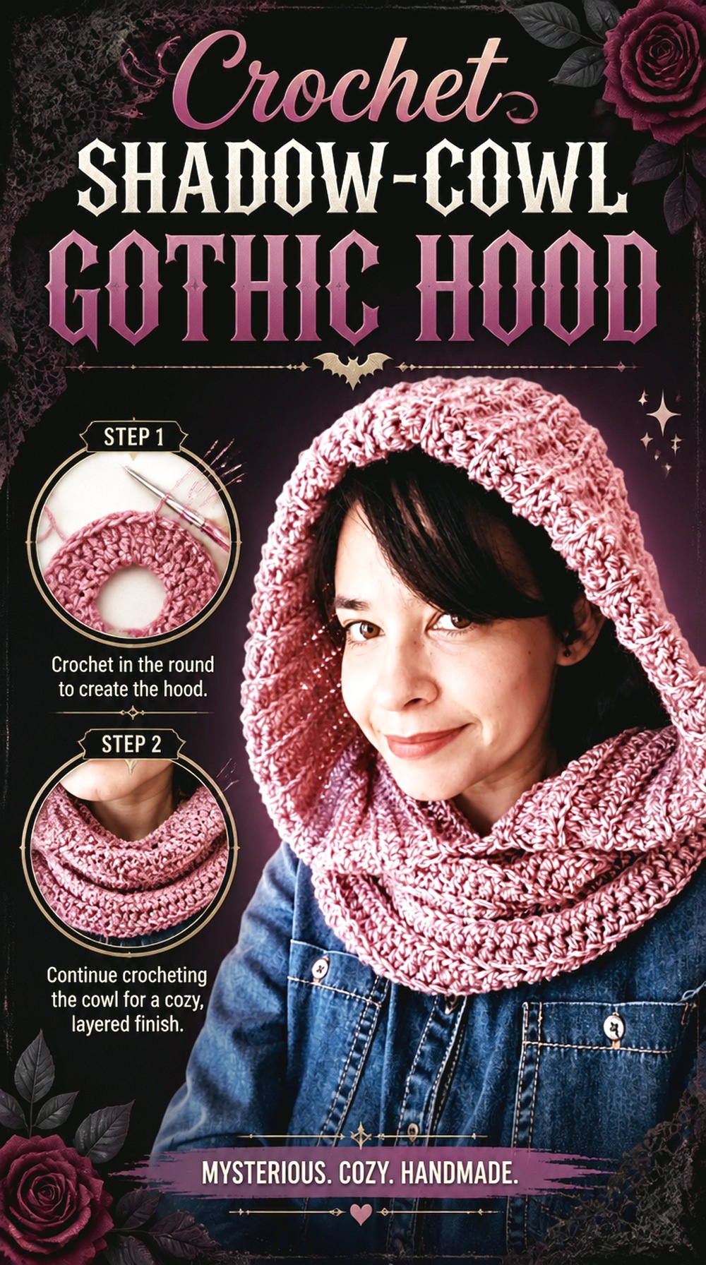 Crochet Shadow Cowl Gothic Hood