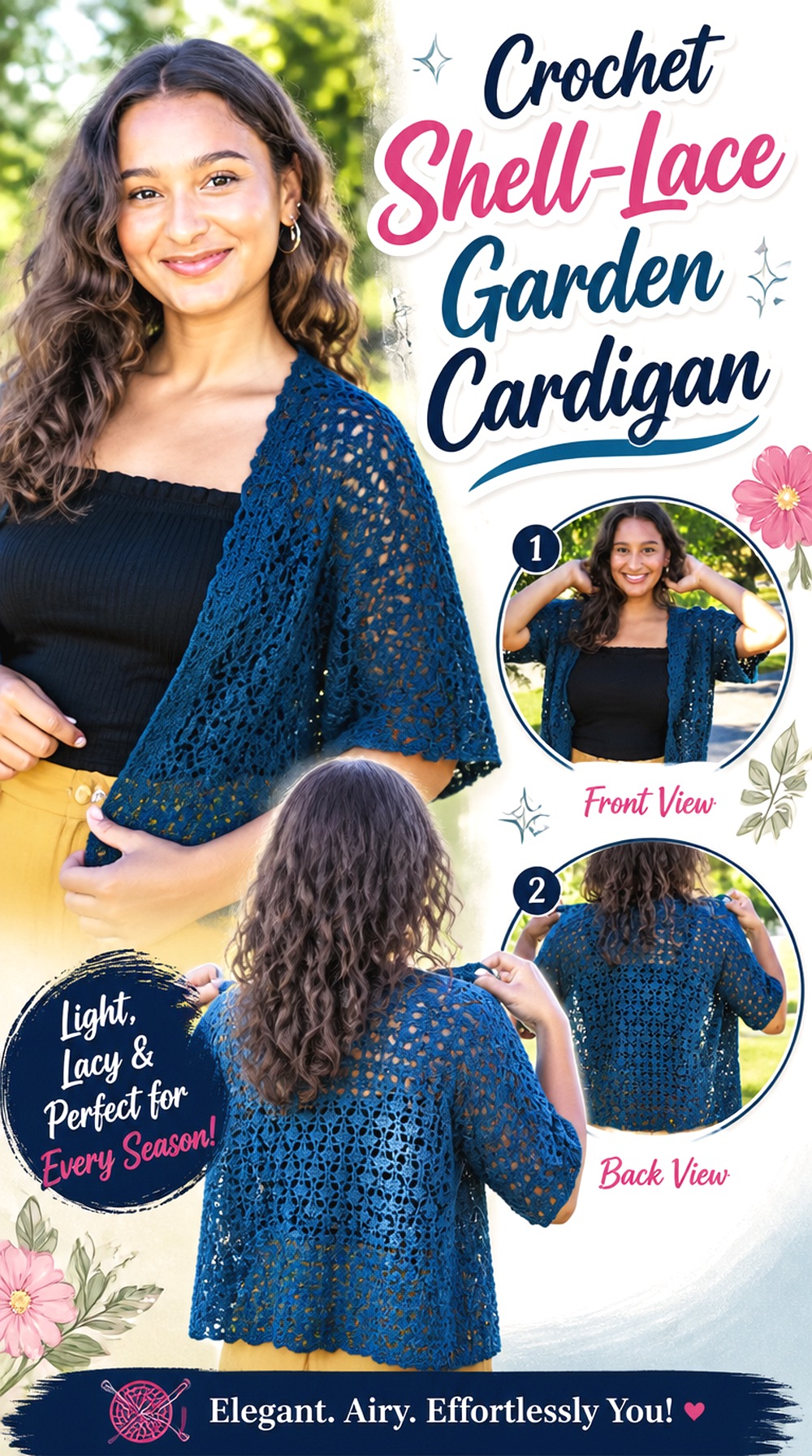 Crochet Shell Lace Garden Cardigan