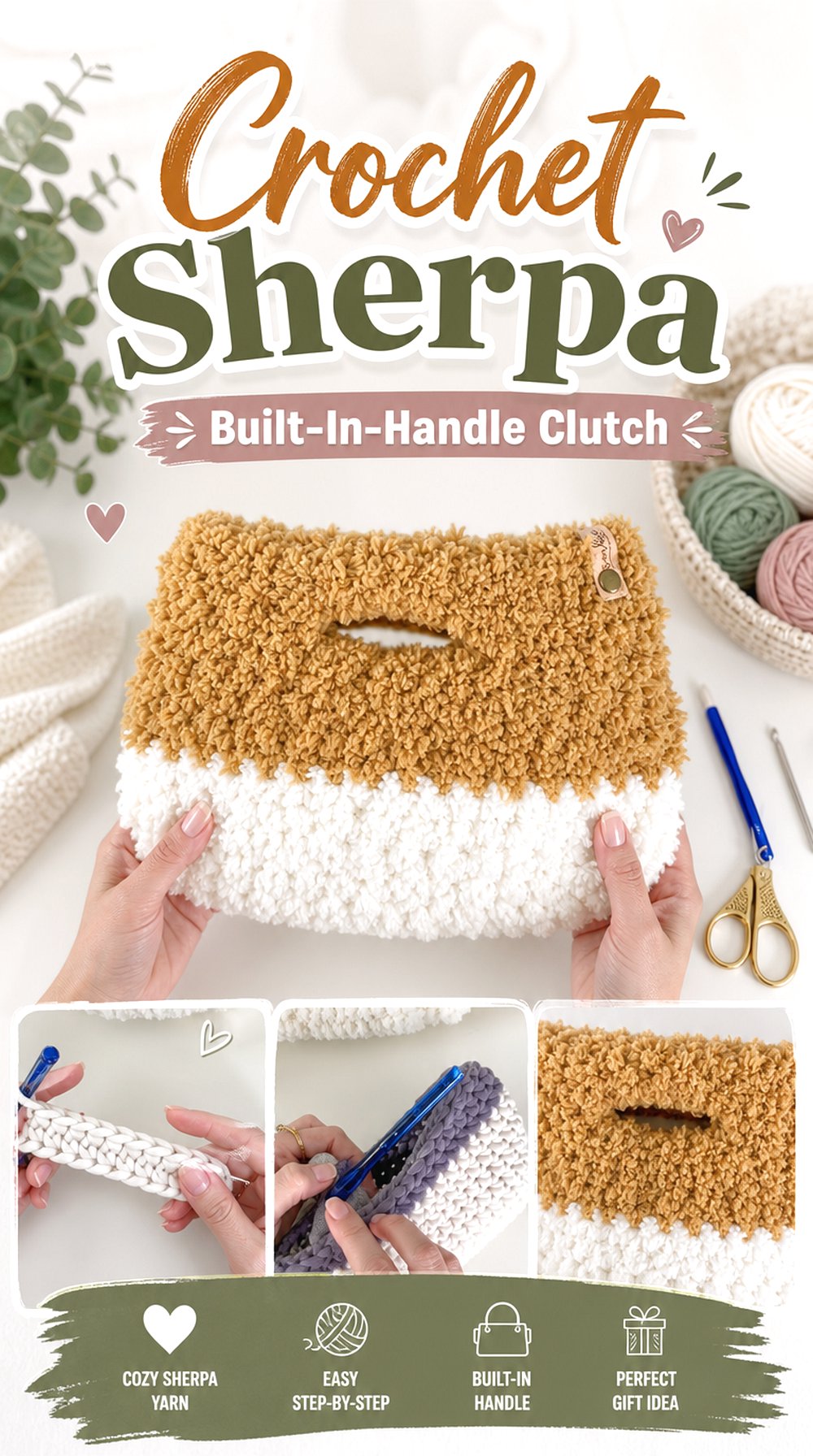Crochet Sherpa Built-In-Handle Clutch