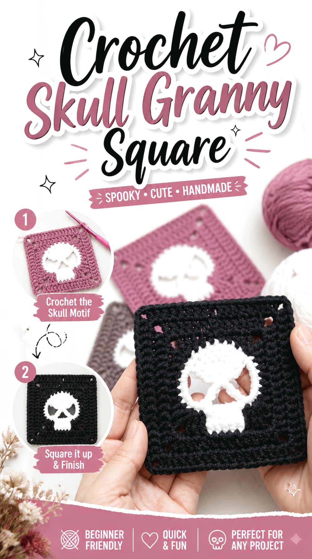 Crochet Skull Granny Square