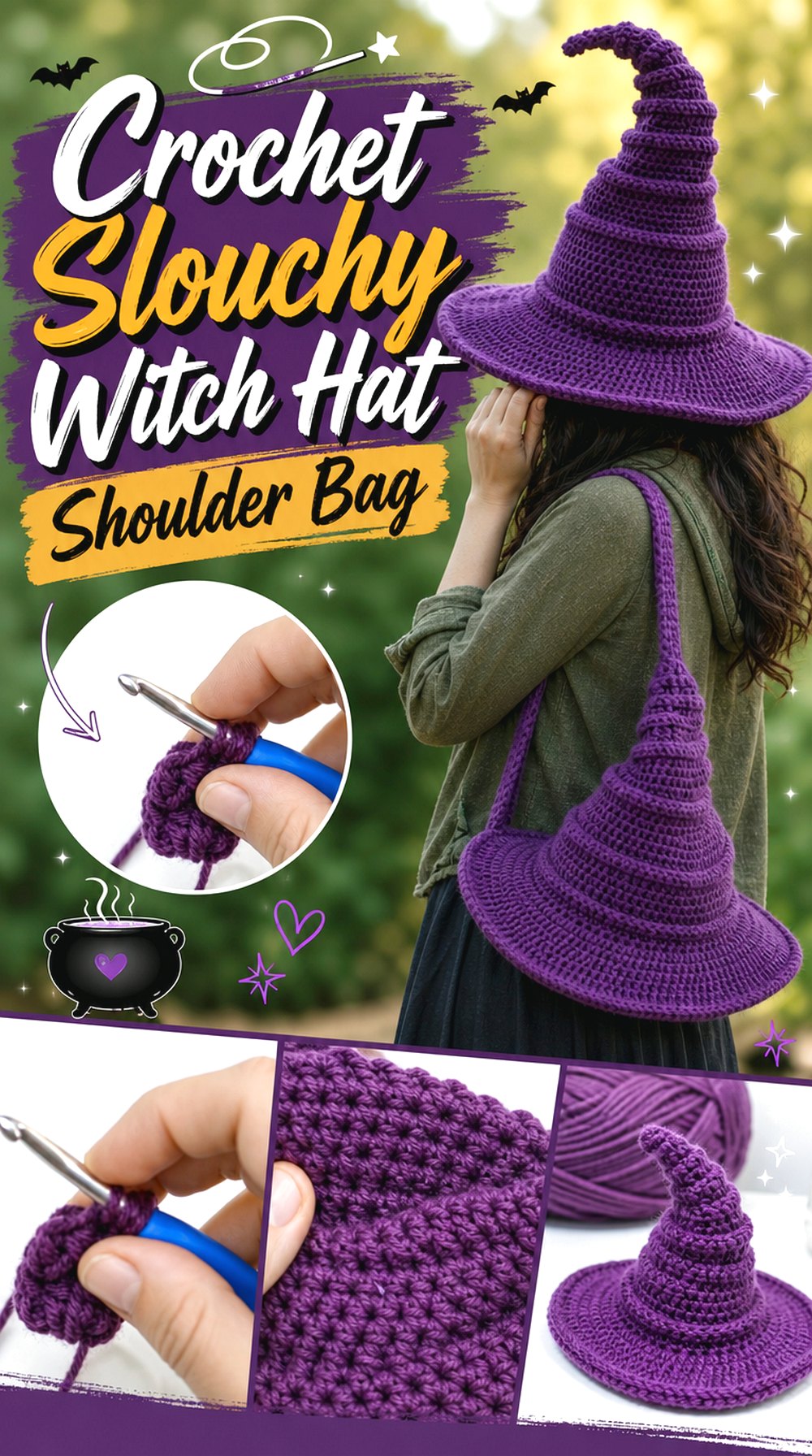 Crochet Slouchy Witch Hat Shoulder Bag