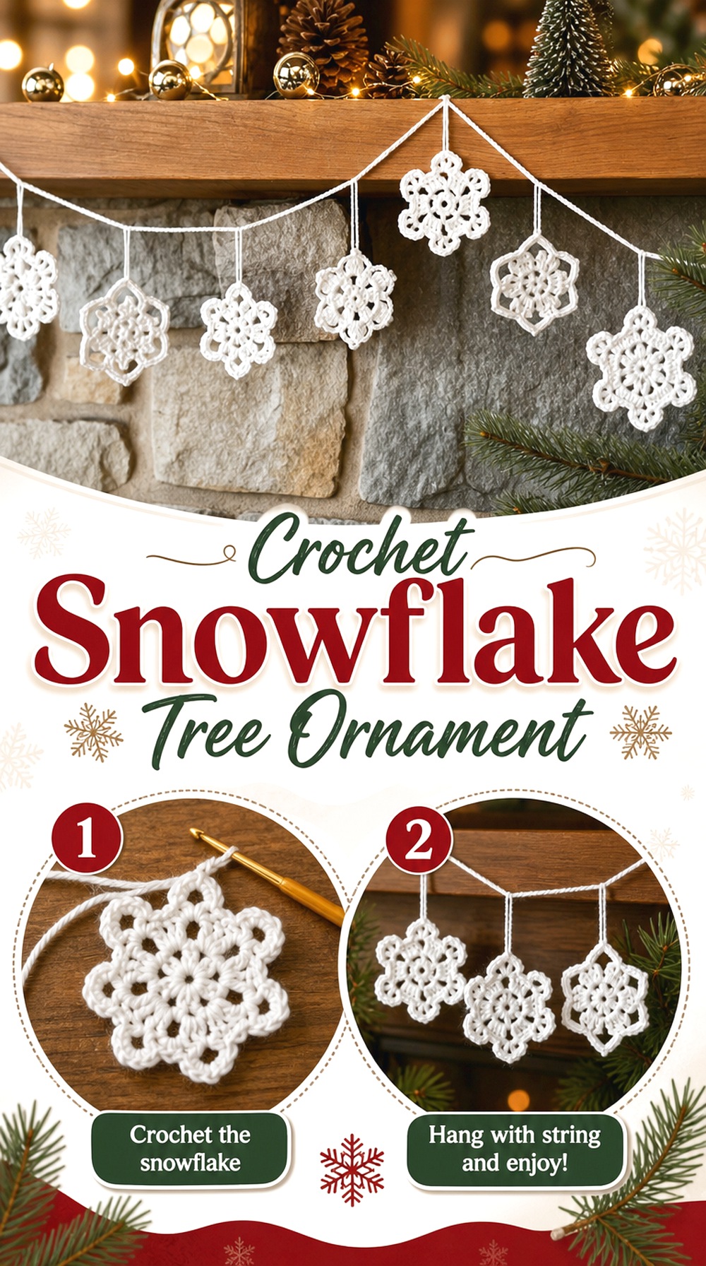 Crochet Snowflake Tree Ornament