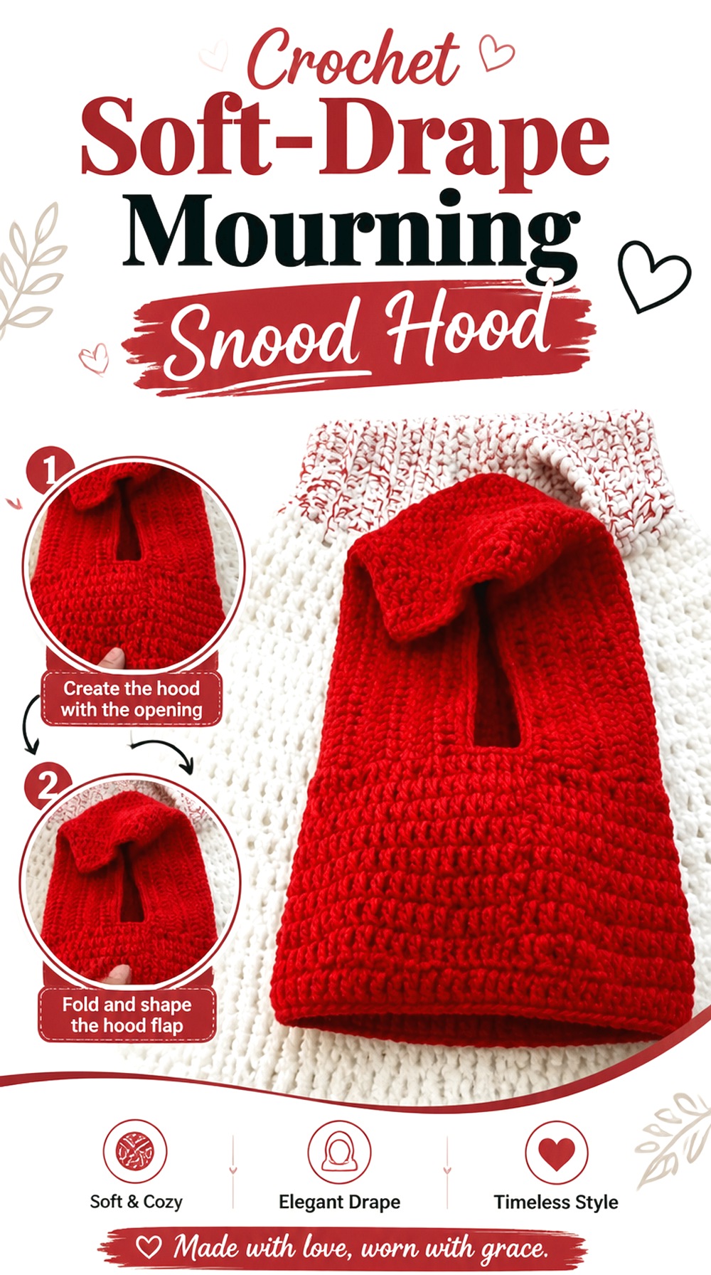 Crochet Soft Drape Mourning Snood Hood