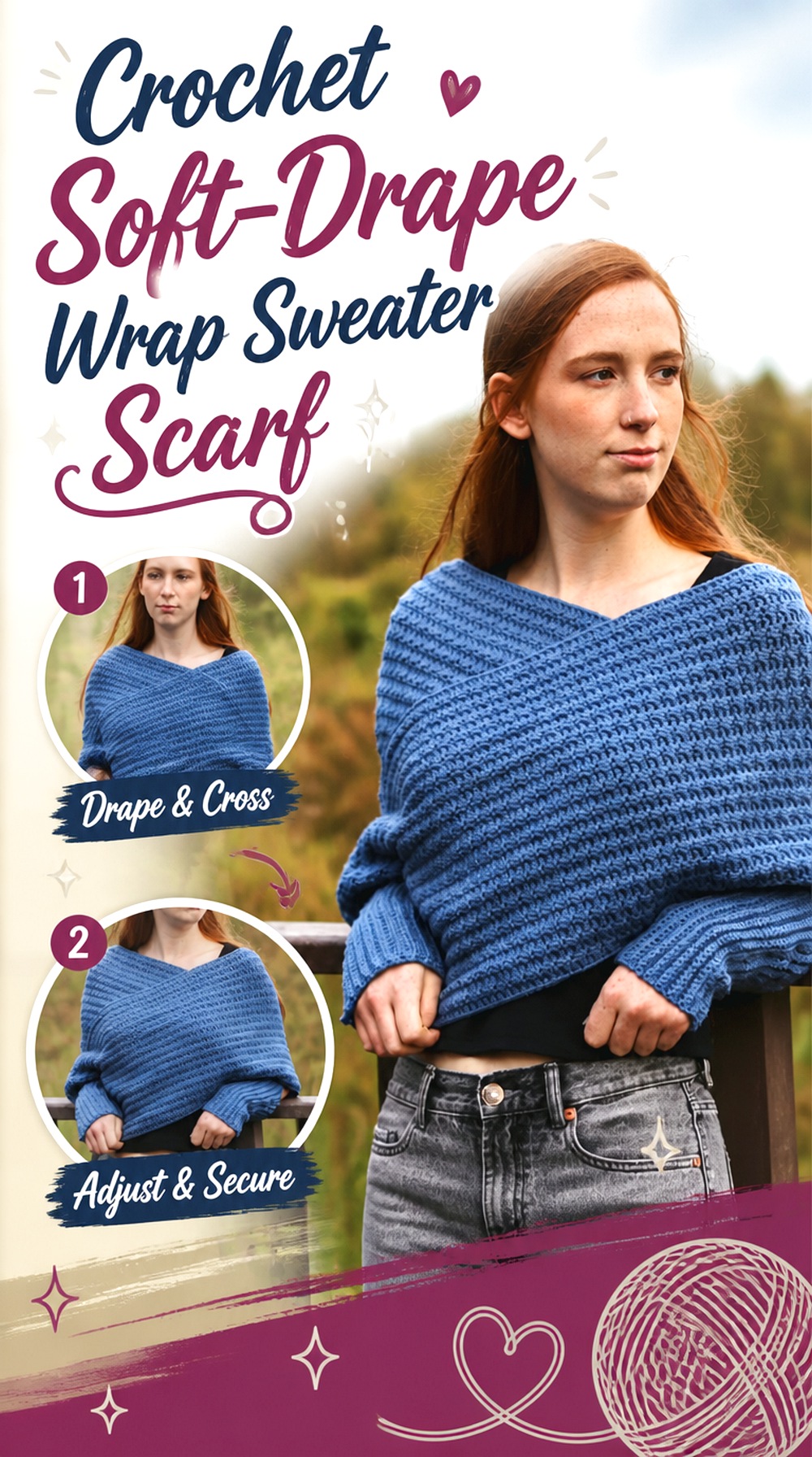 Crochet Soft Drape Wrap Sweater Scarf