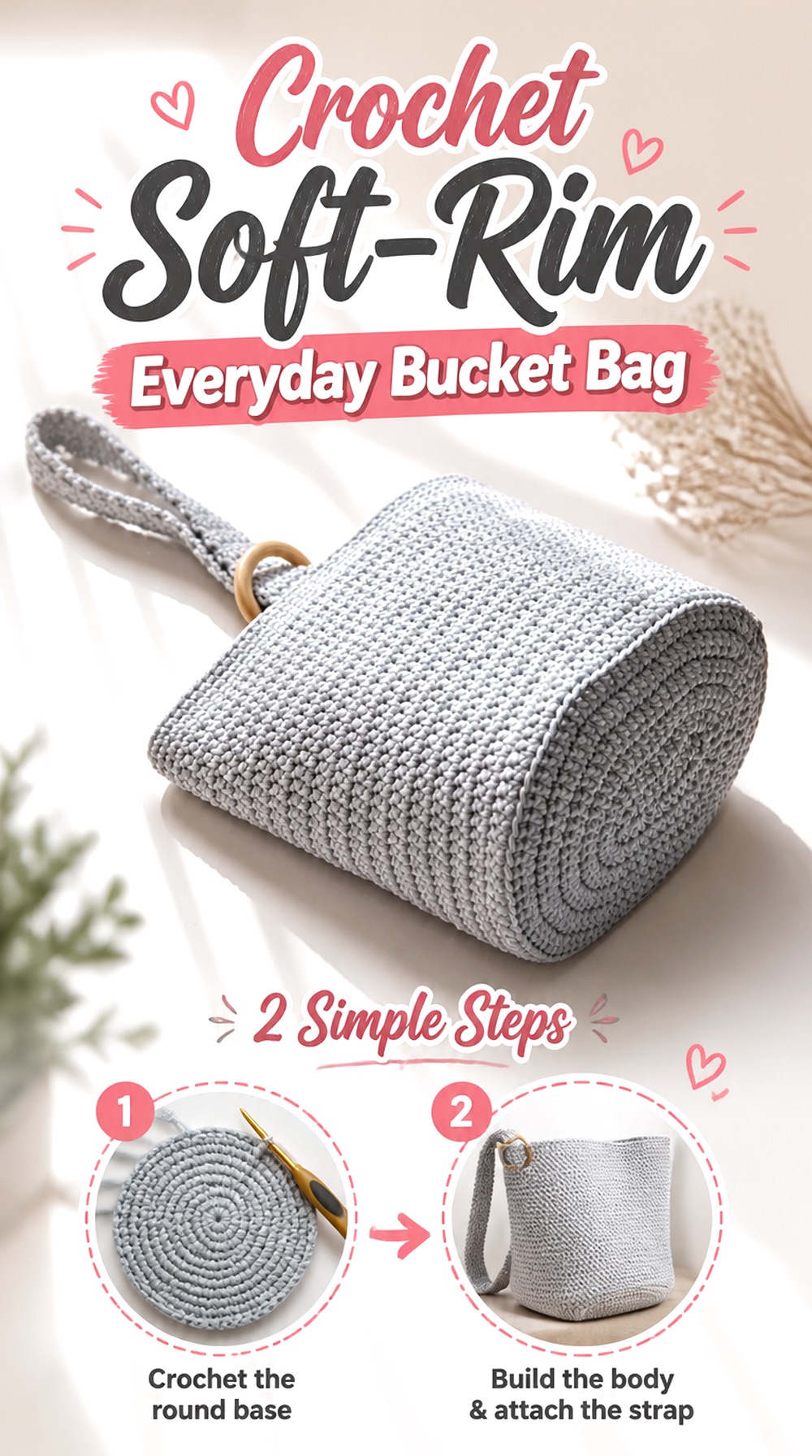 Crochet Soft Rim Everyday Bucket Bag