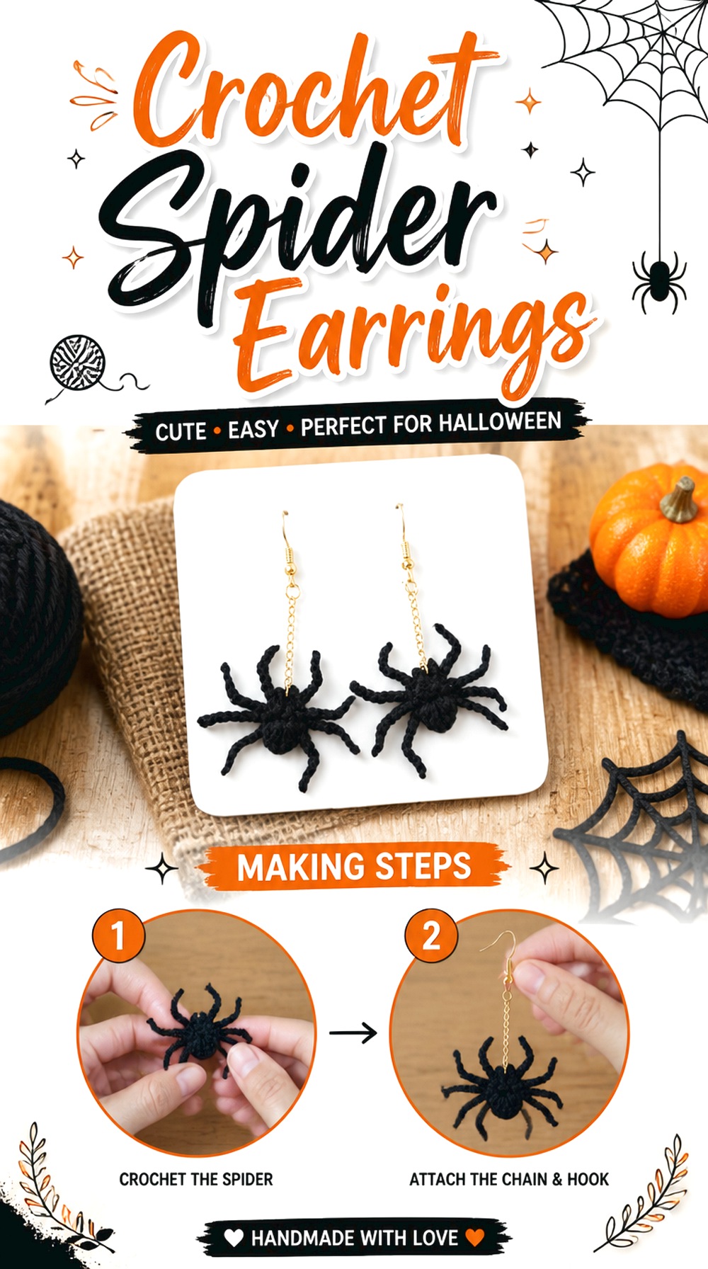 Crochet Spider Earrings
