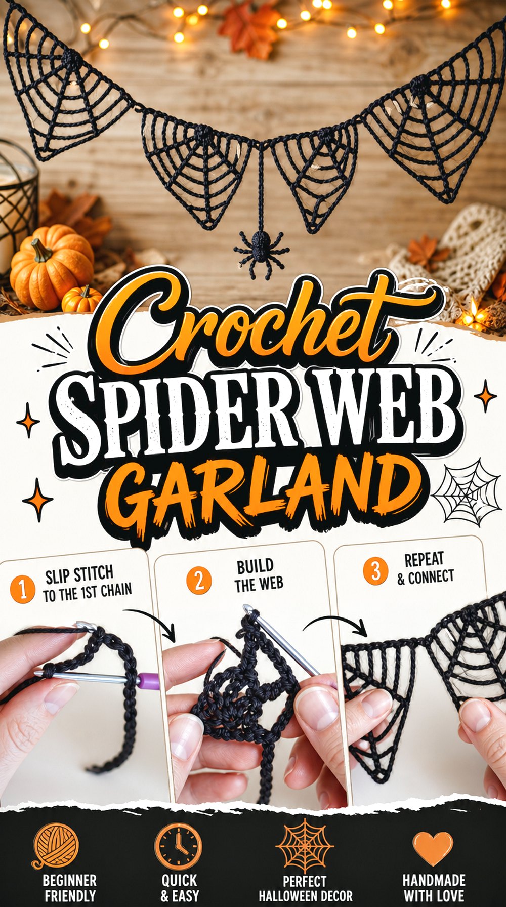 Crochet Spider Web Garland