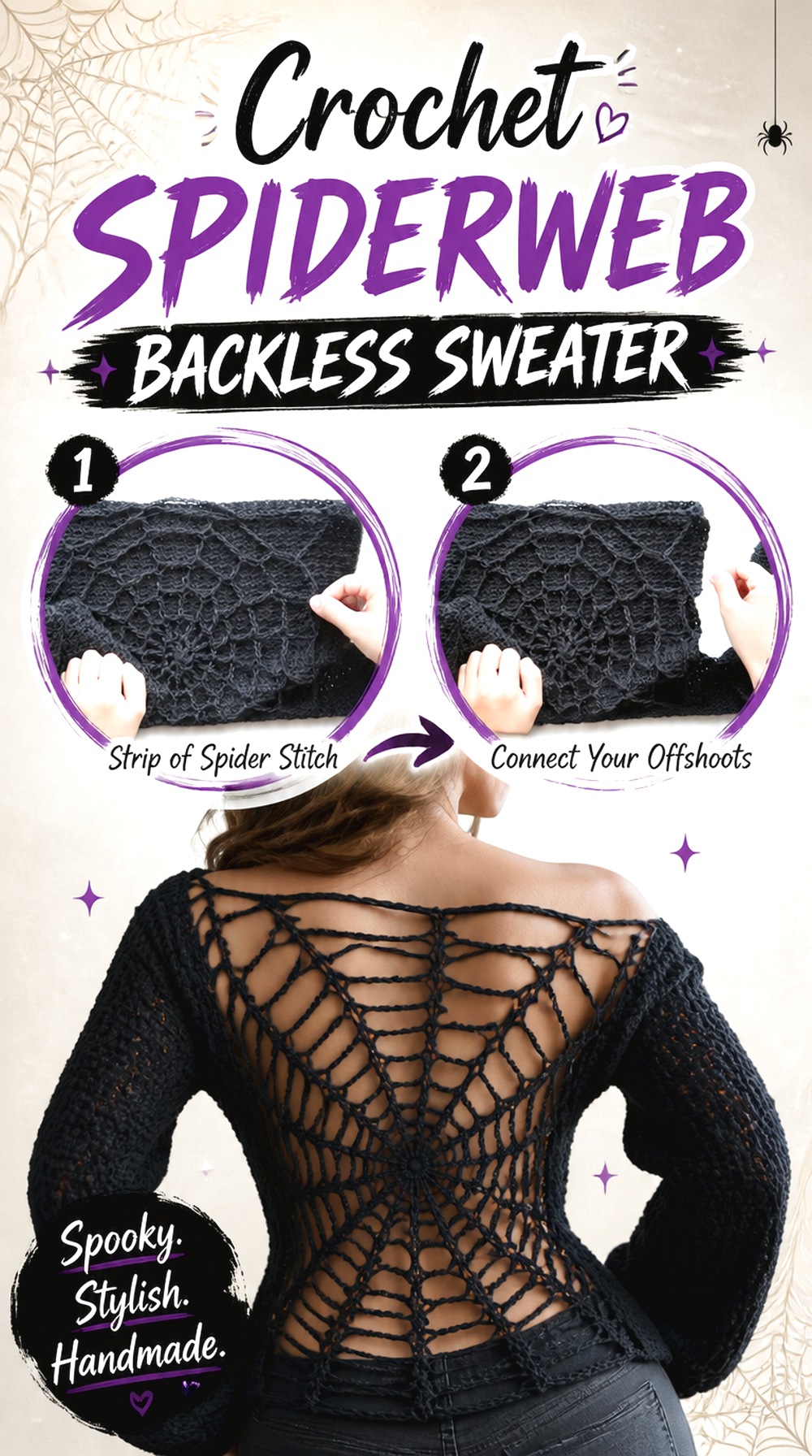 Crochet Spiderweb Backless Sweater