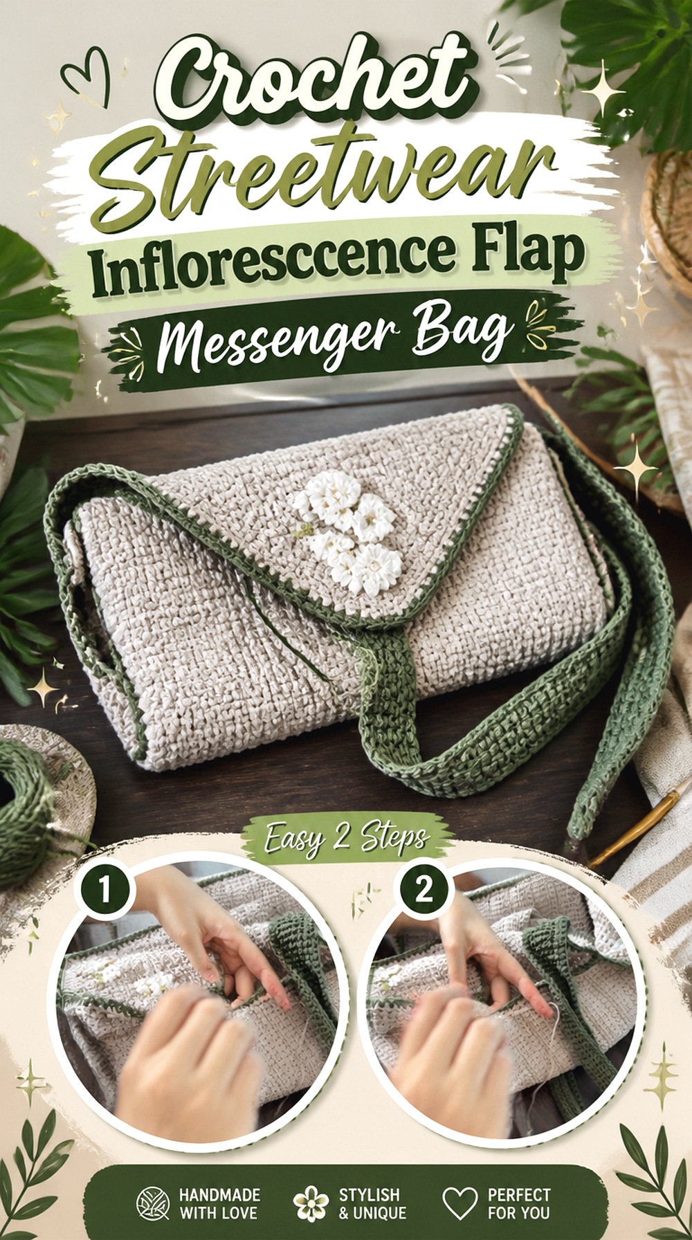 Crochet Streetwear Inflorescence Flap Messenger Bag