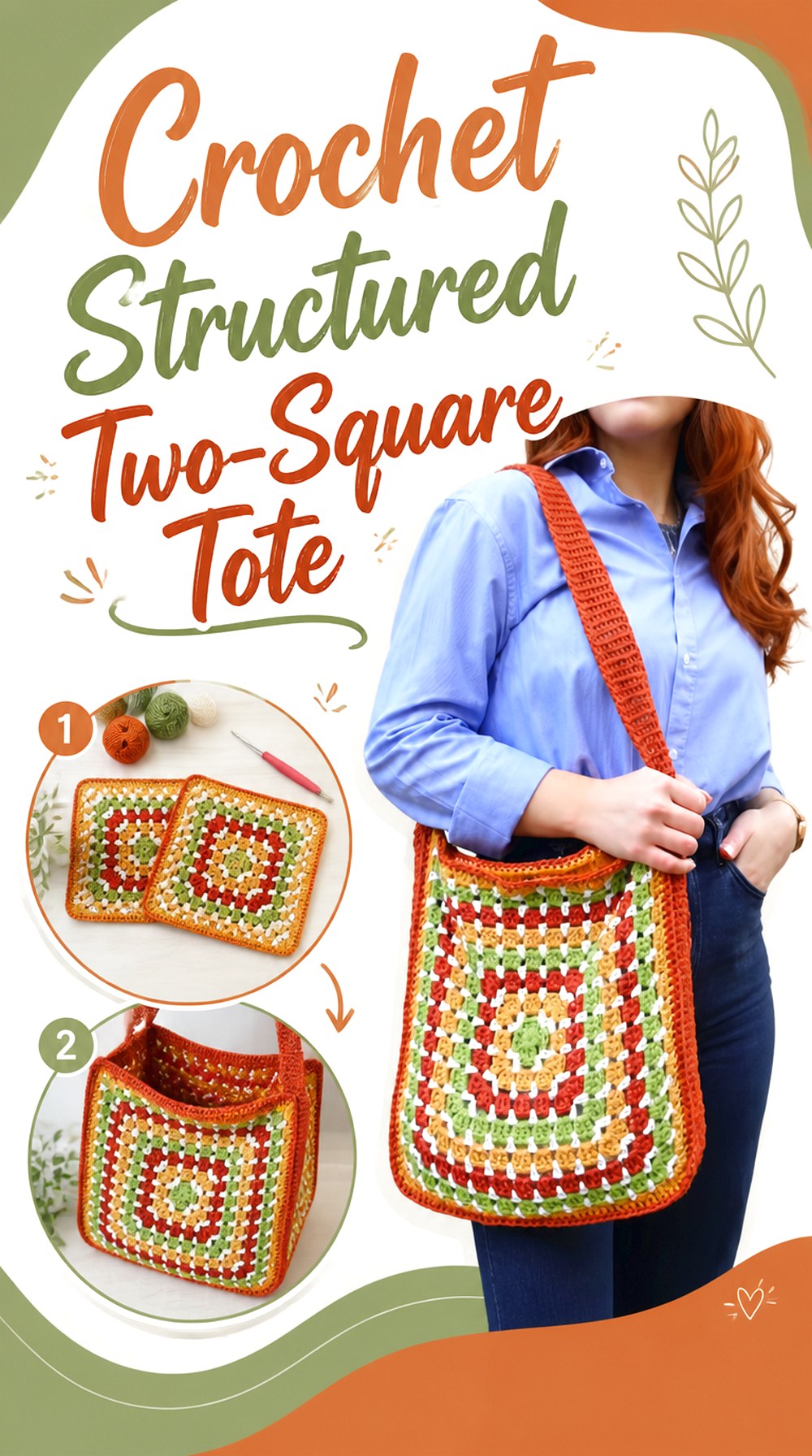 Crochet Structured Two Square Tote