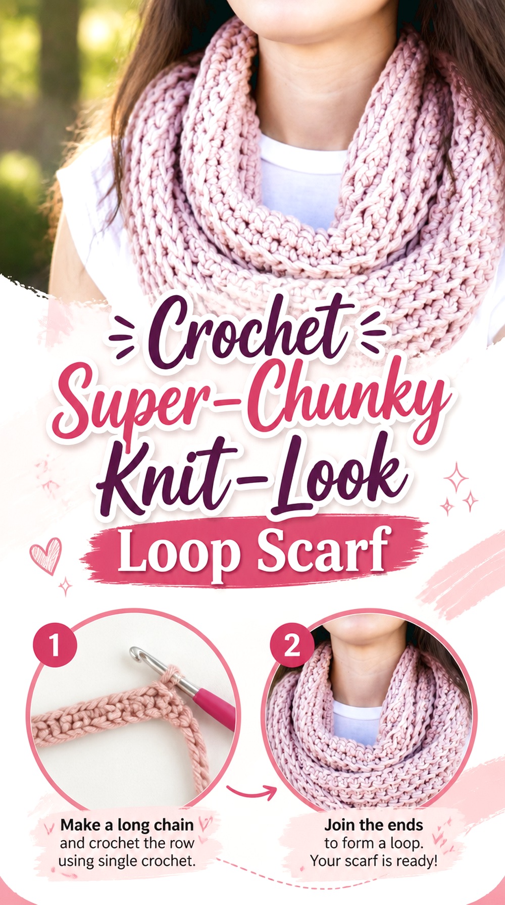 Crochet Super Chunky Knit Look Loop Scarf