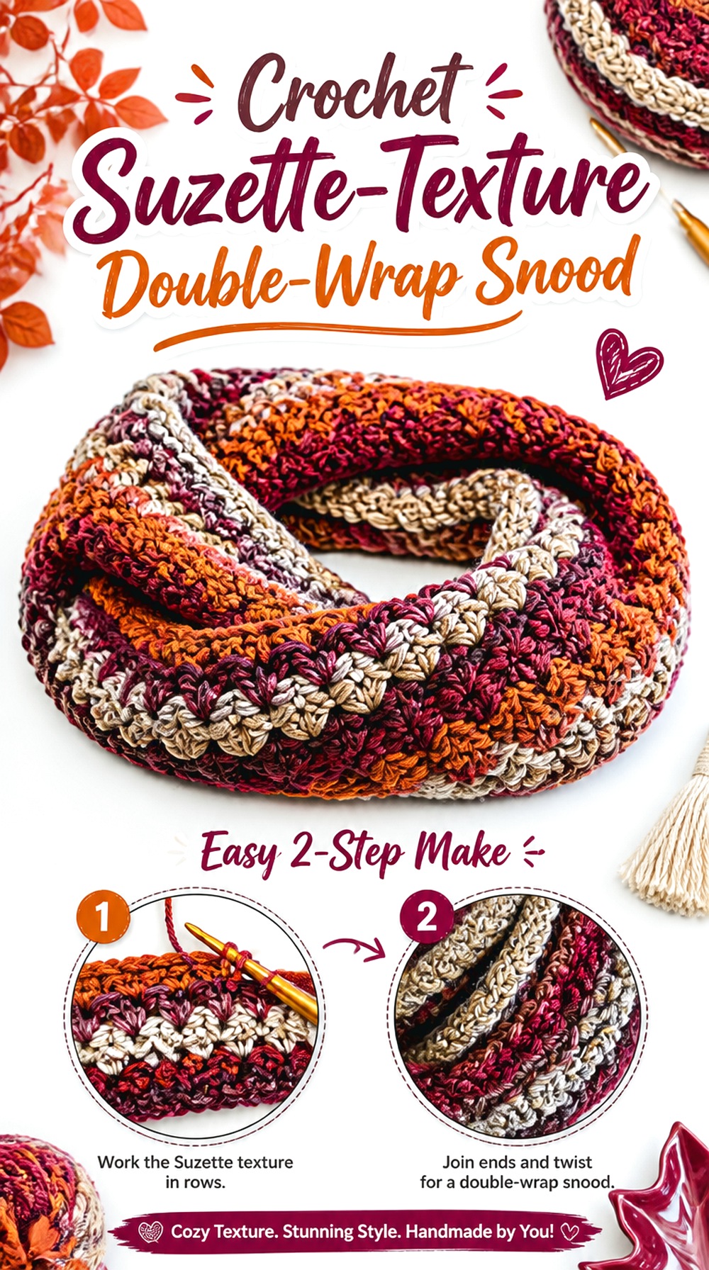 Crochet Suzette Texture Double Wrap Snood