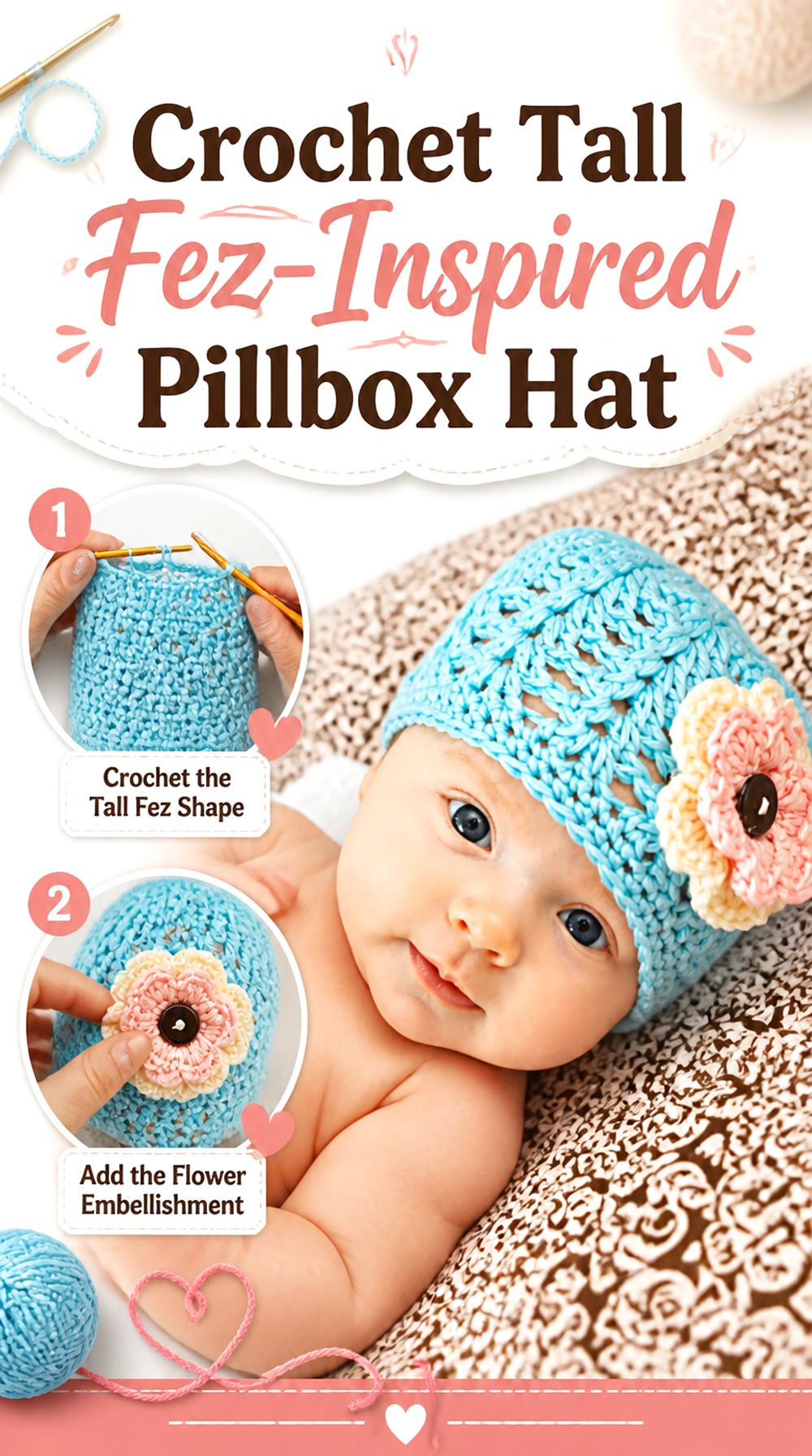 Crochet Tall Fez Inspired Pillbox Hat