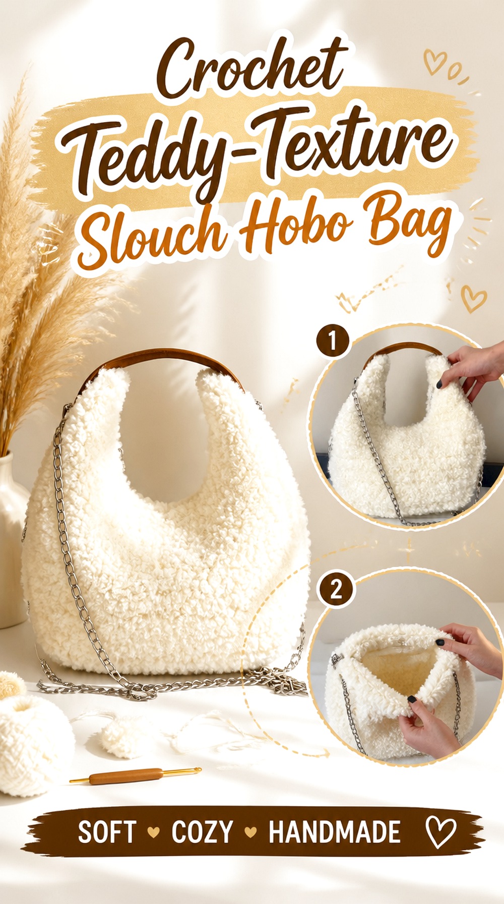Crochet Teddy Texture Slouch Hobo Bag