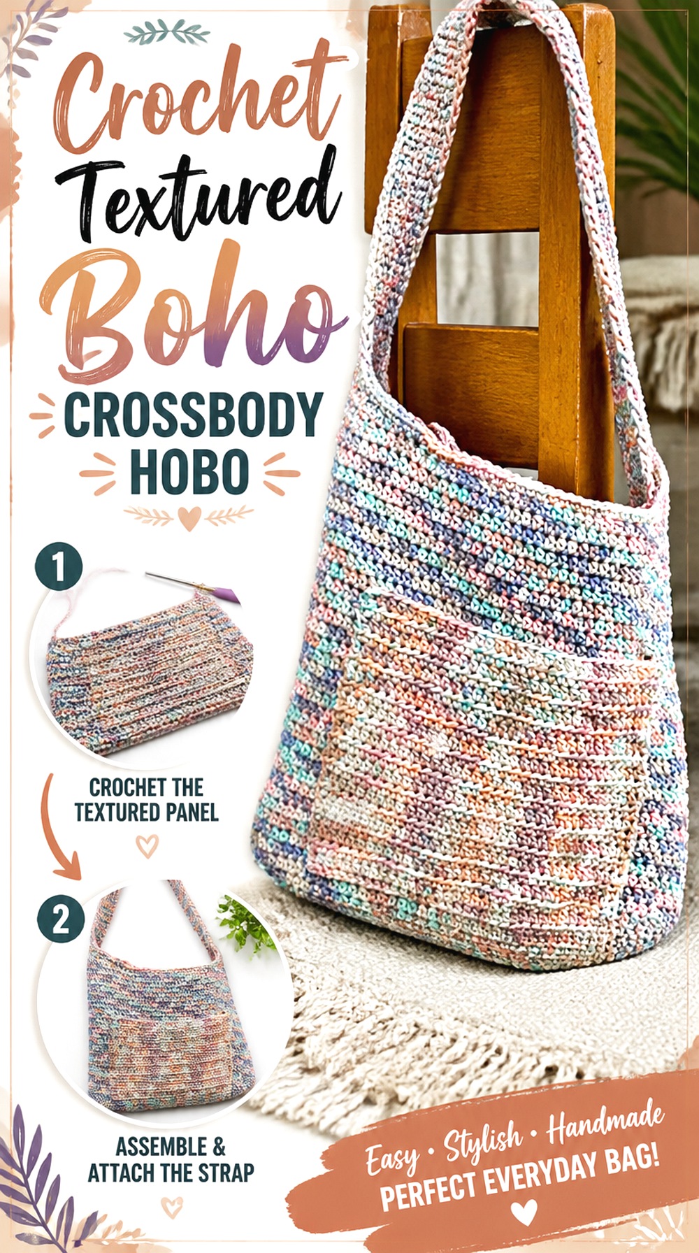 Crochet Textured Boho Crossbody Hobo