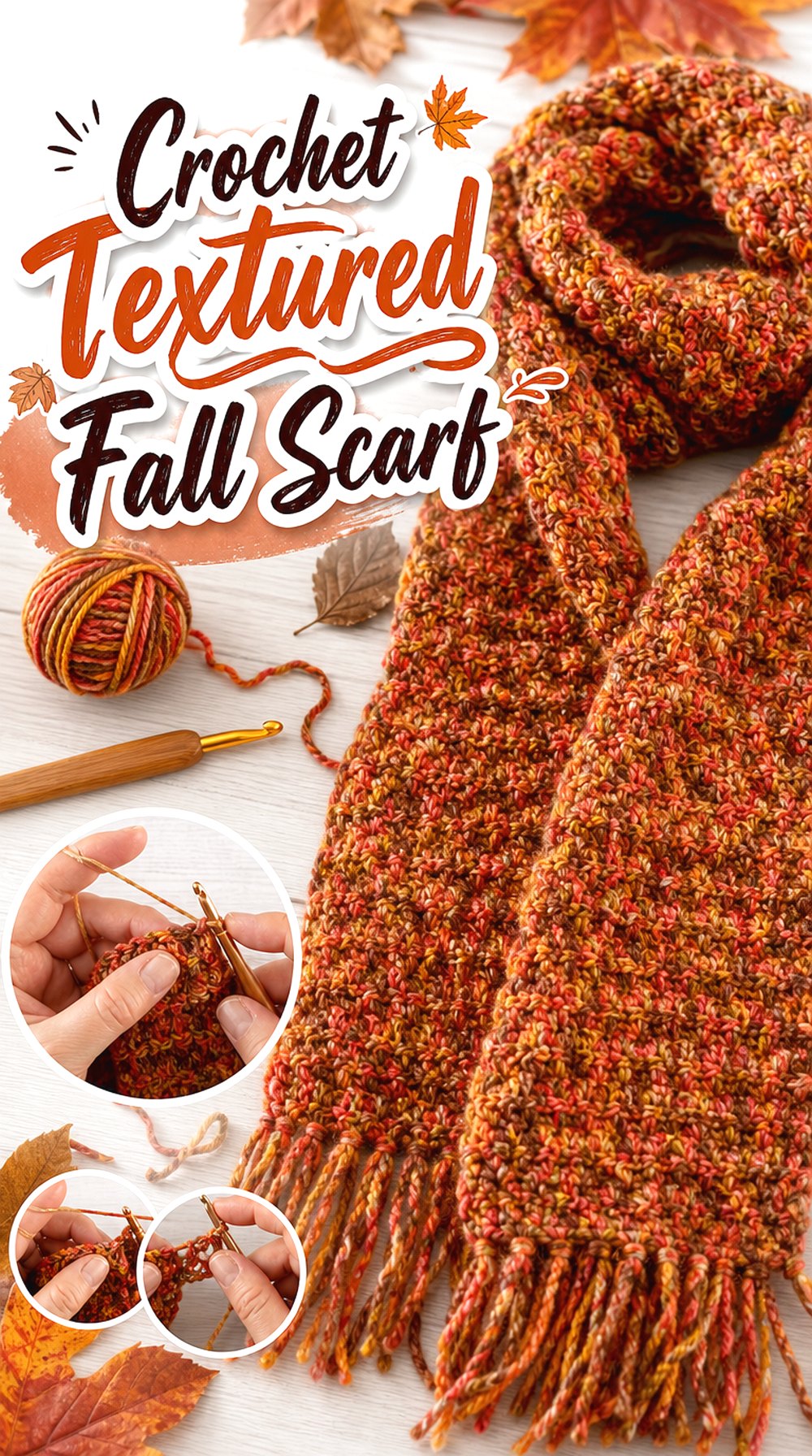 Crochet Textured Fall Scarf