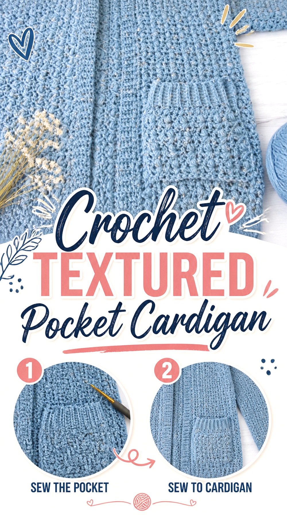 Crochet Textured Pocket Cardigan
