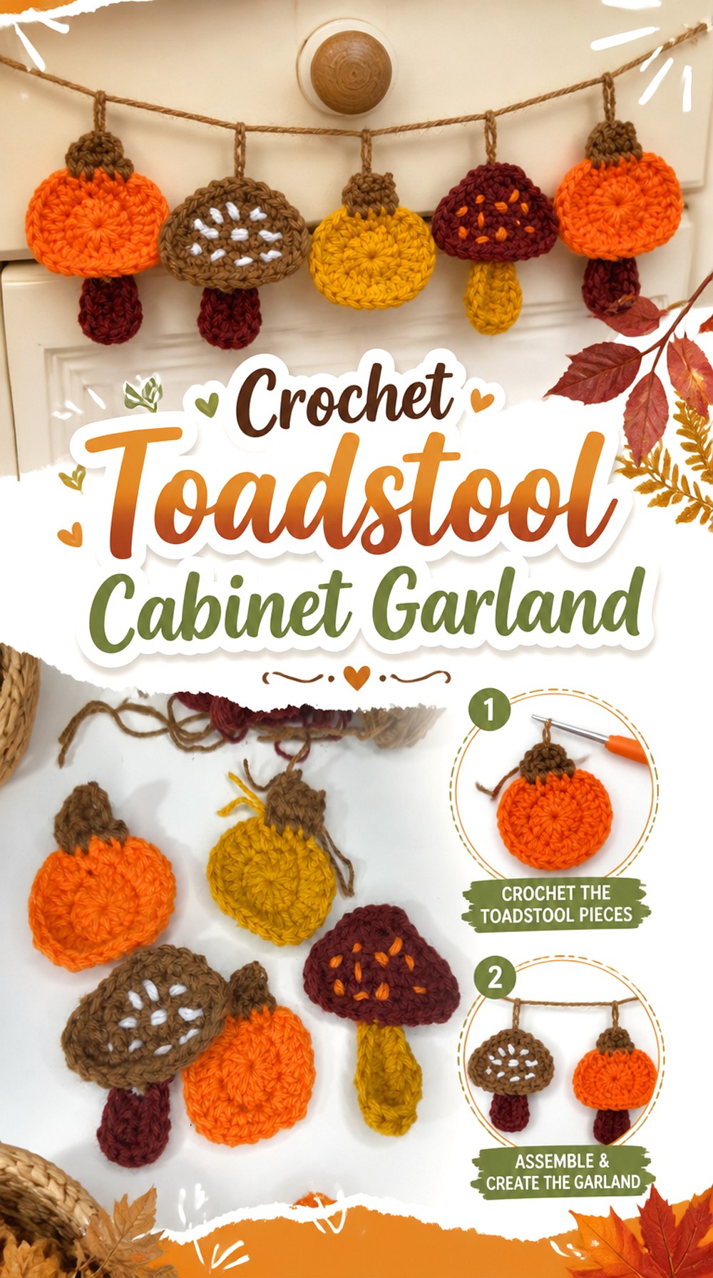 Crochet Toadstool Cabinet Garland