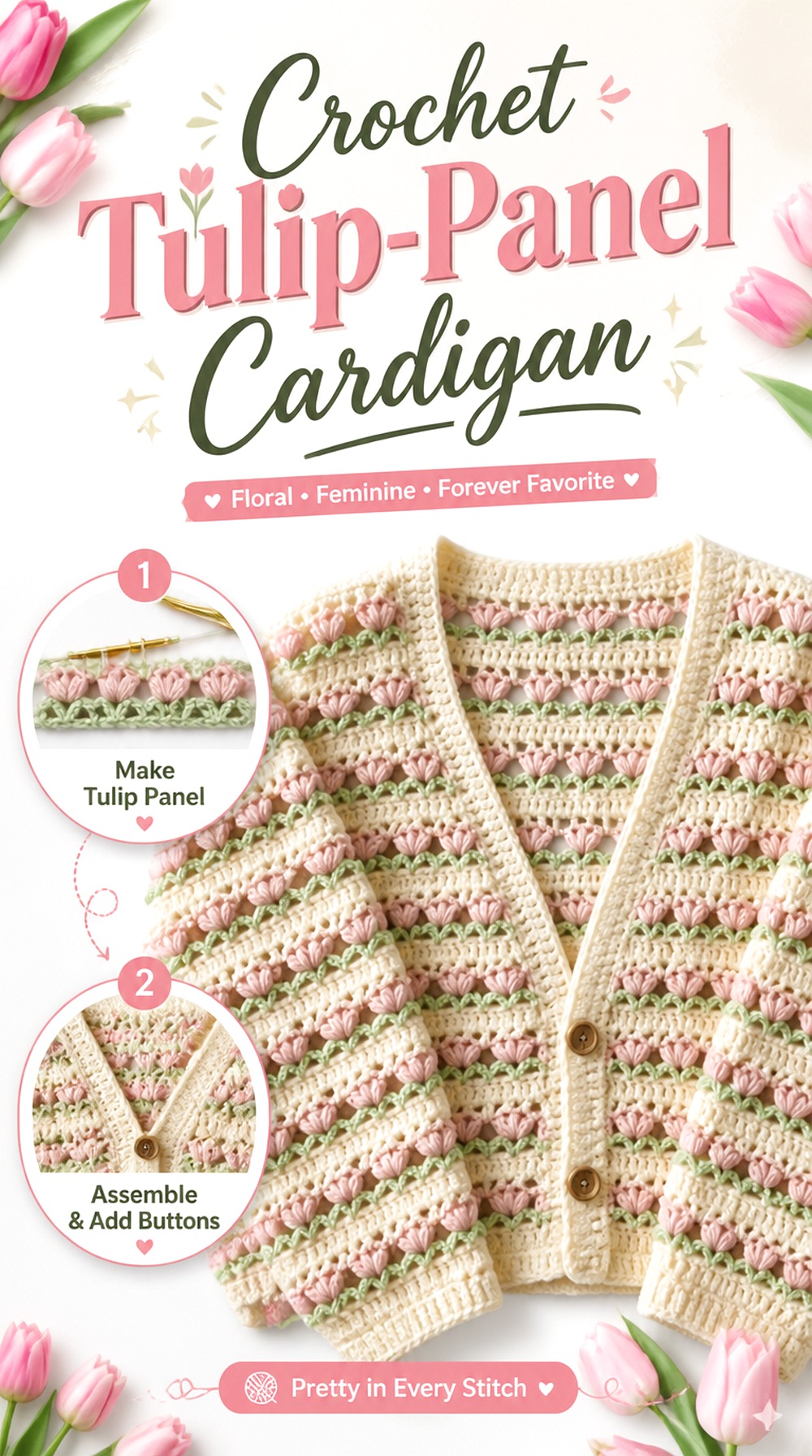 Crochet Tulip Panel Cardigan