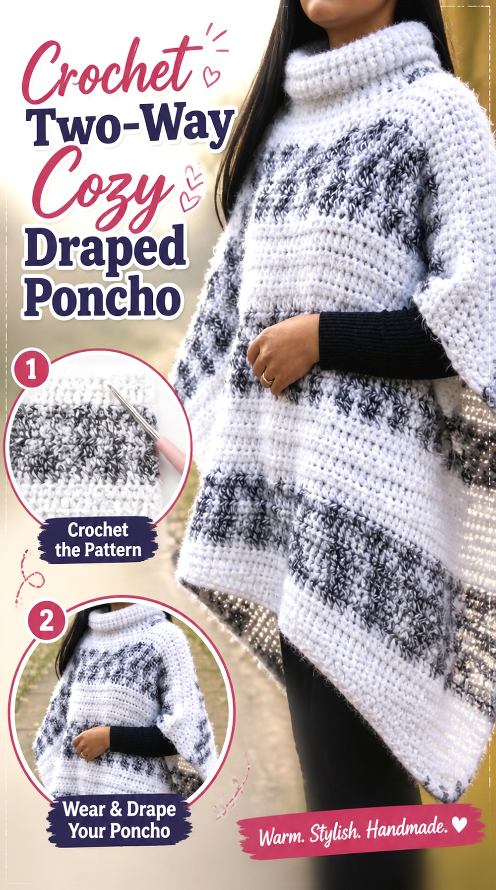 Crochet Two Way Cozy Draped Poncho