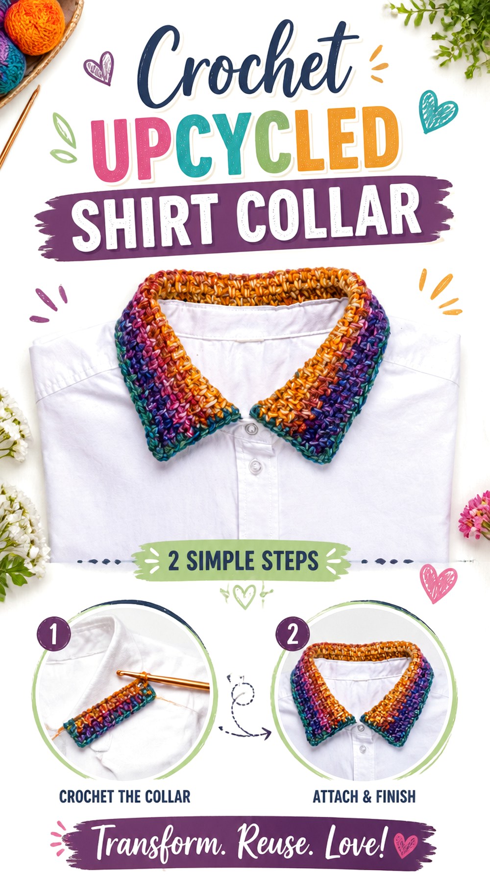 Crochet Upcycled Shirt Collar