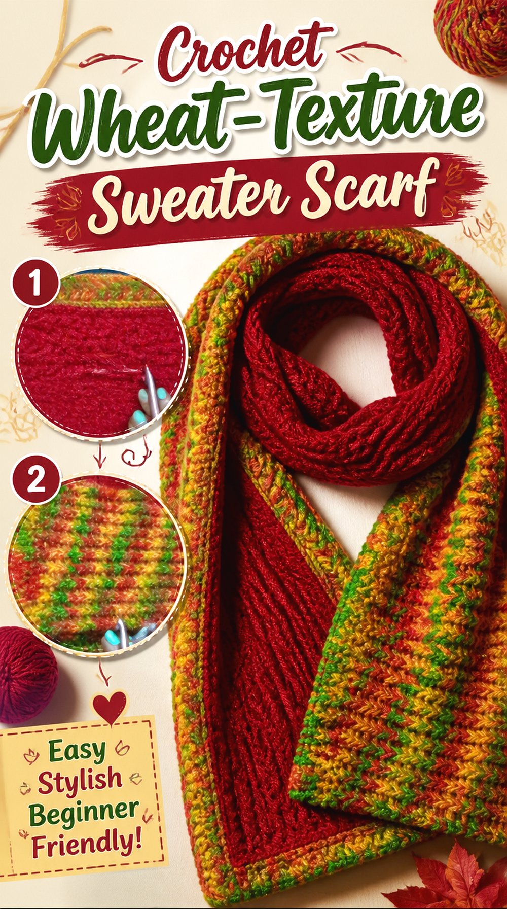 Crochet Wheat Texture Sweater Scarf