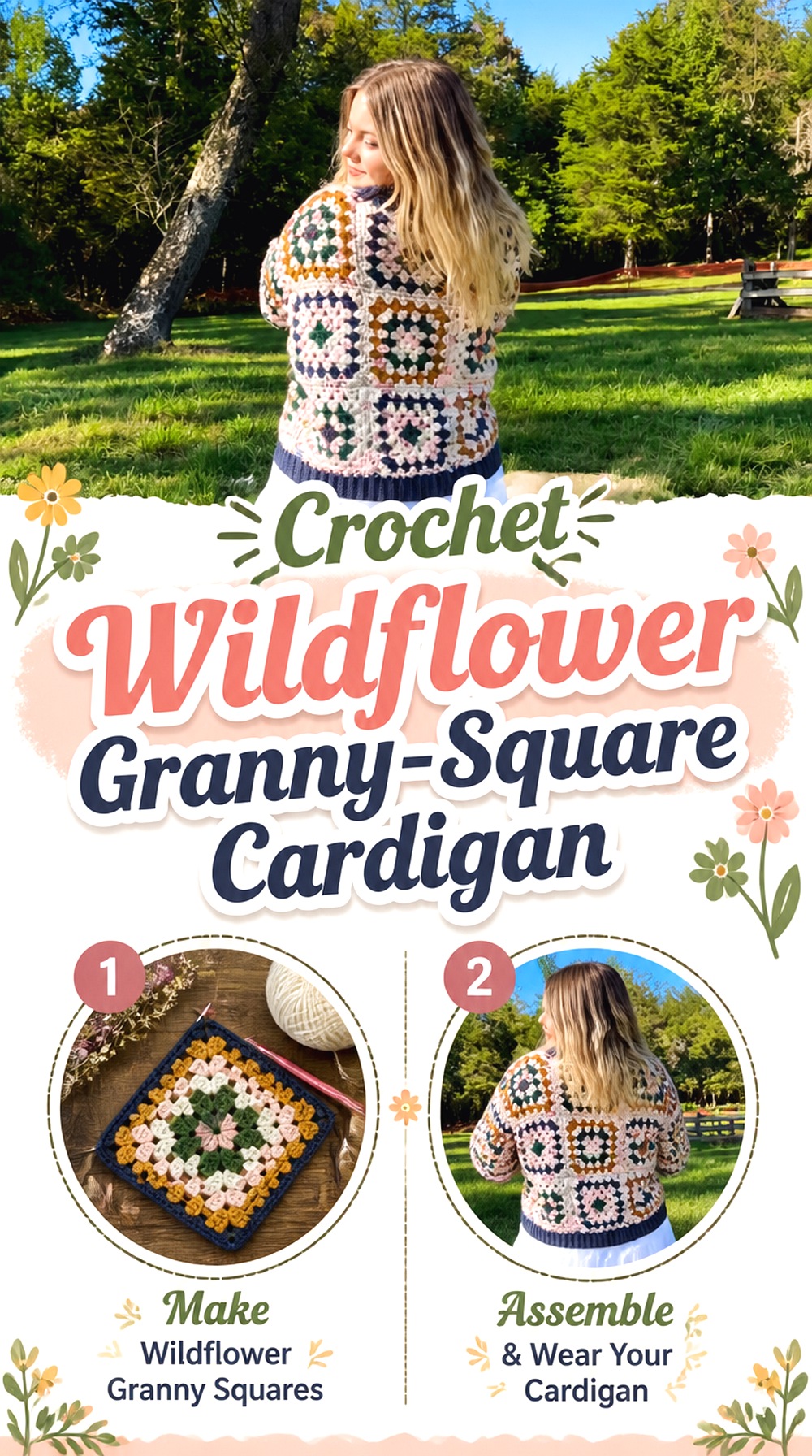 Crochet Wildflower Granny Square Cardigan