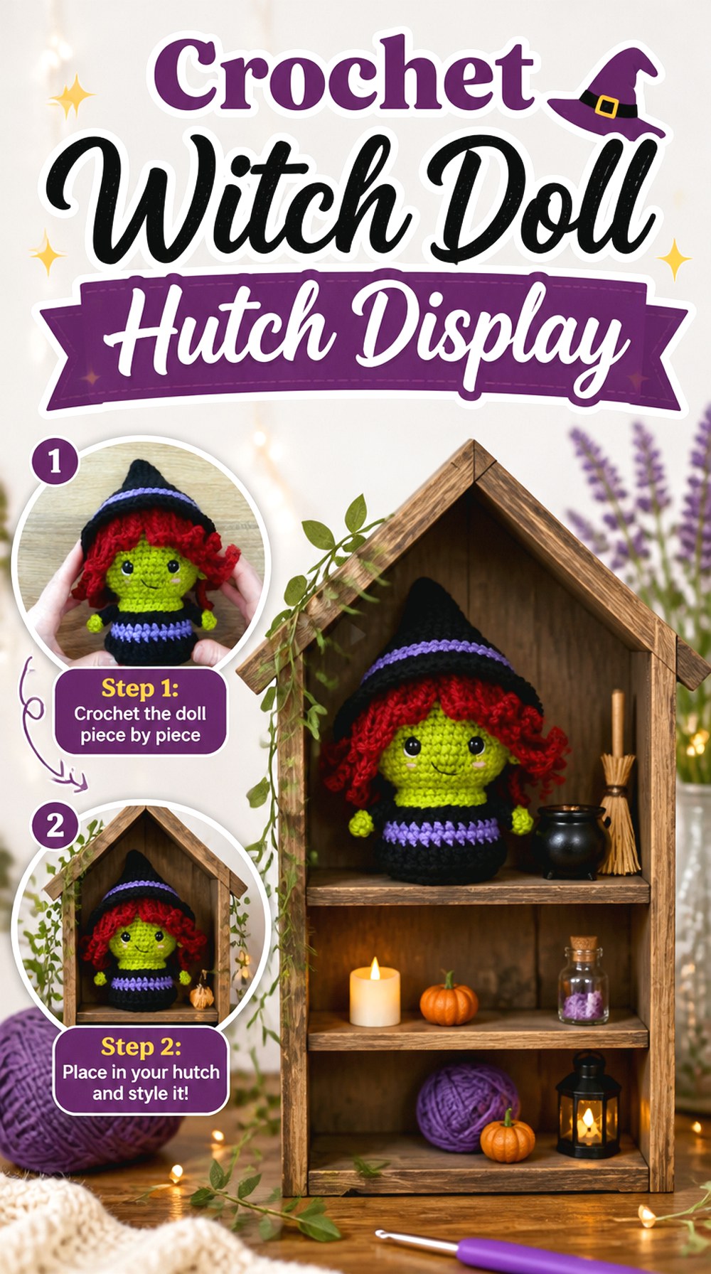 Crochet Witch Doll Hutch Display