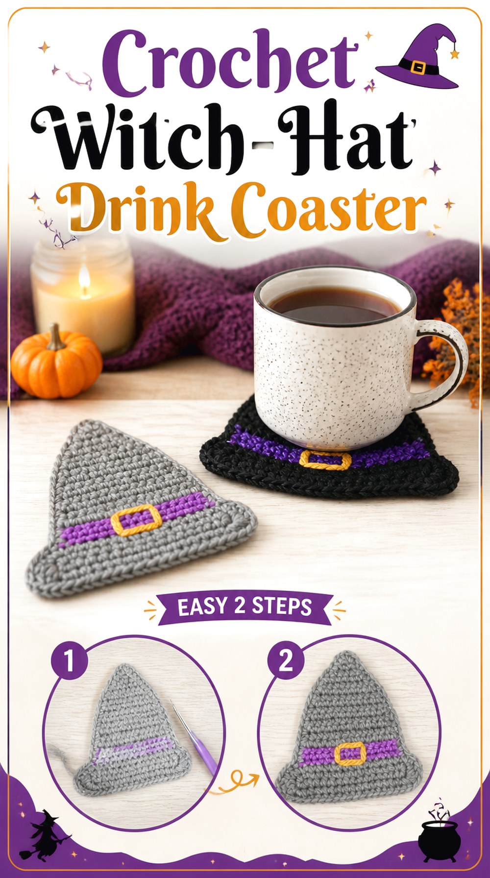 Crochet Witch Hat Drink Coaster