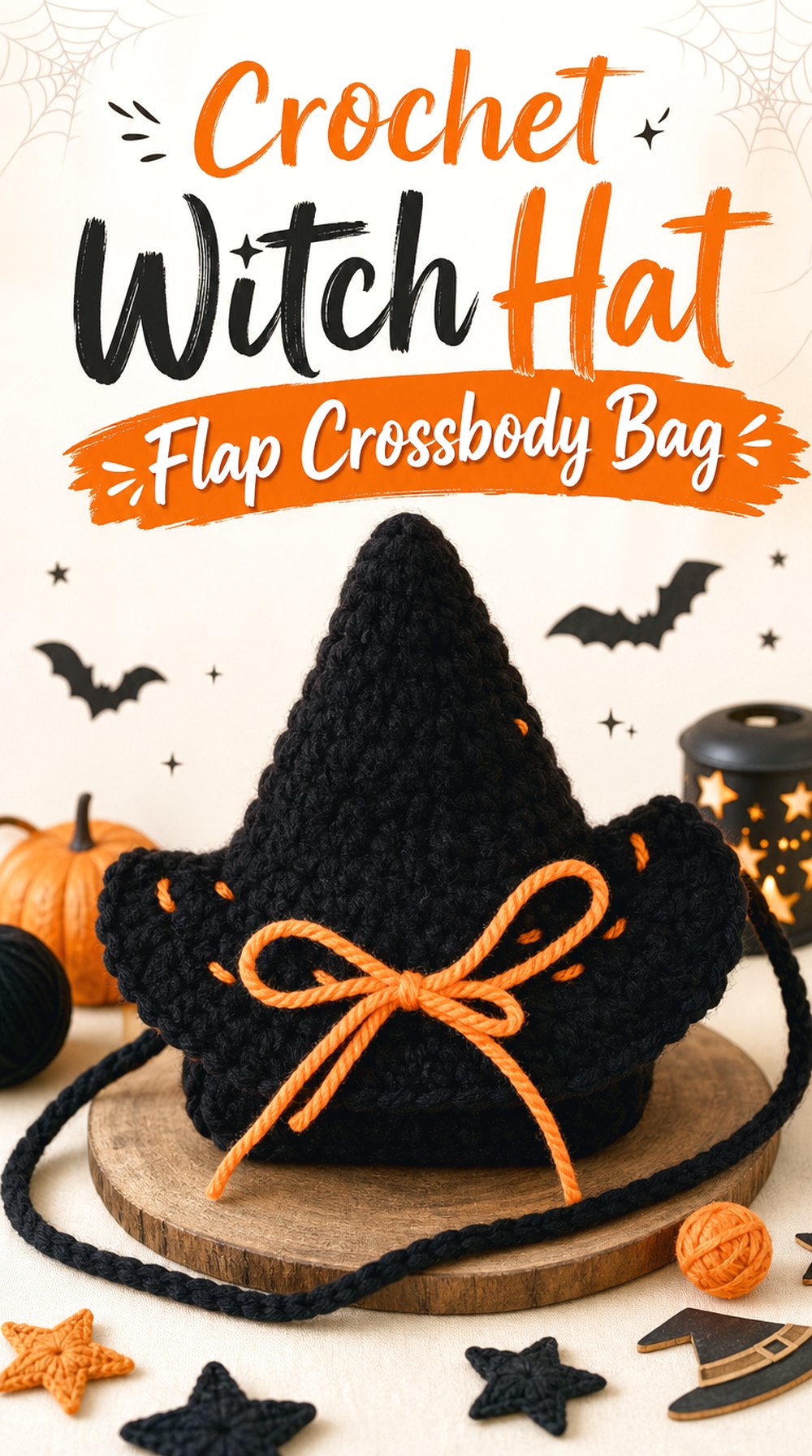 Crochet Witch Hat Flap Crossbody Bag
