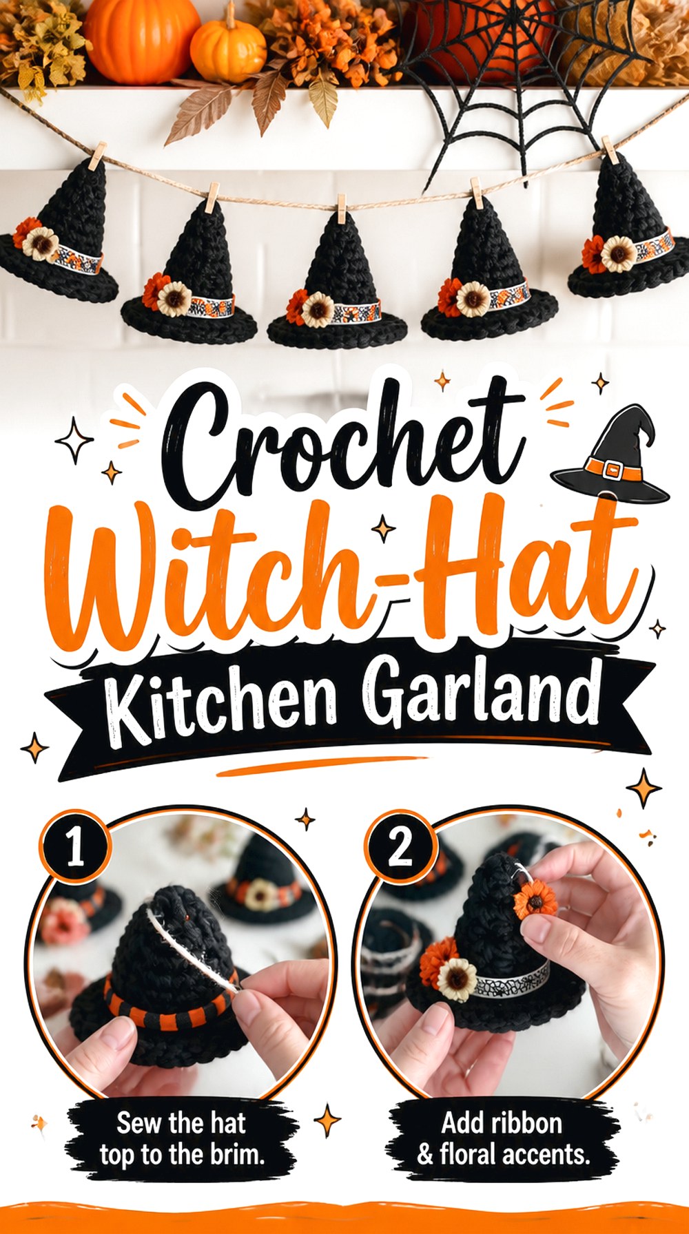 Crochet Witch Hat Kitchen Garland