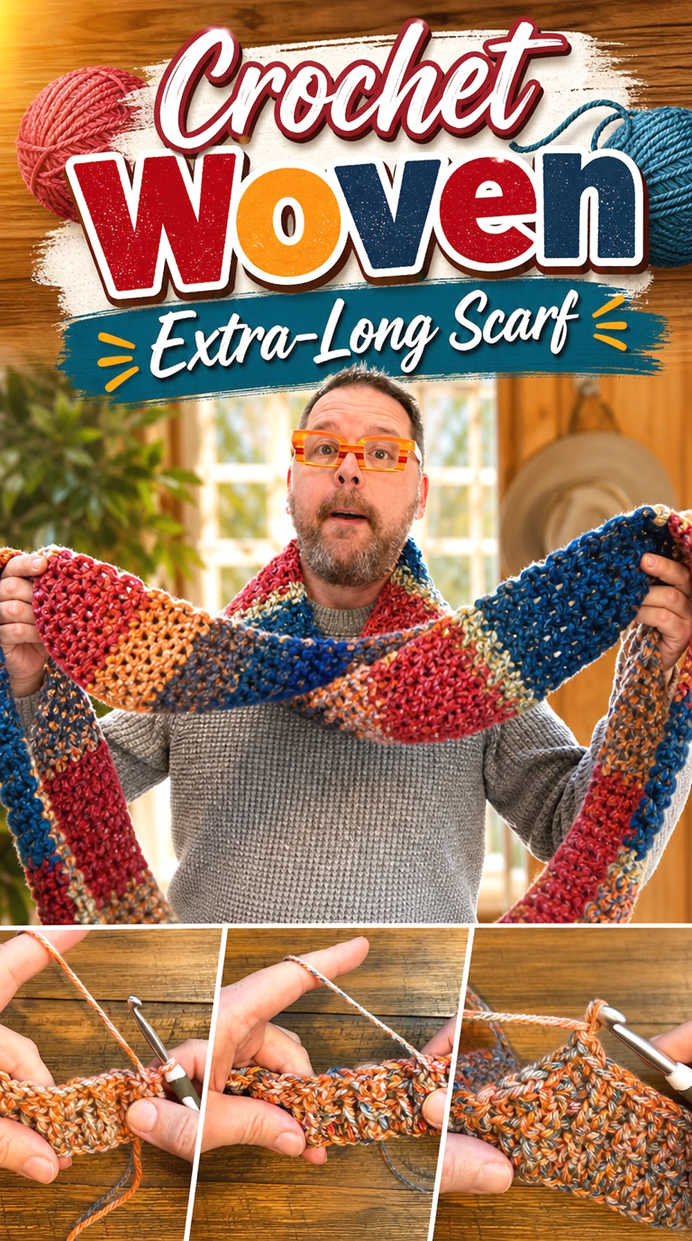 Crochet Woven Extra-Long Scarf