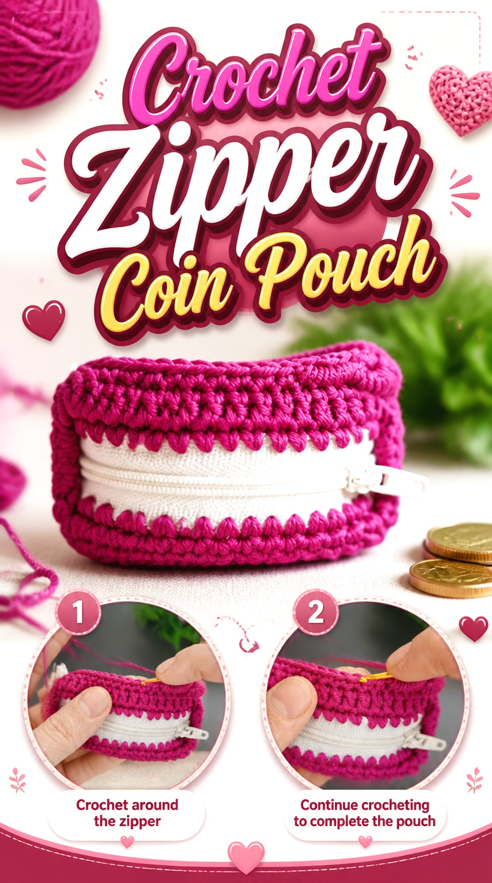 Crochet Zipper Coin Pouch