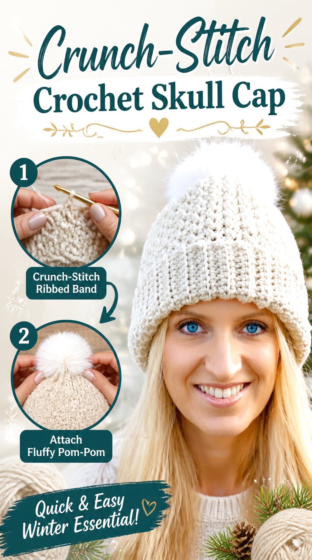 Crunch Stitch Crochet Skull Cap