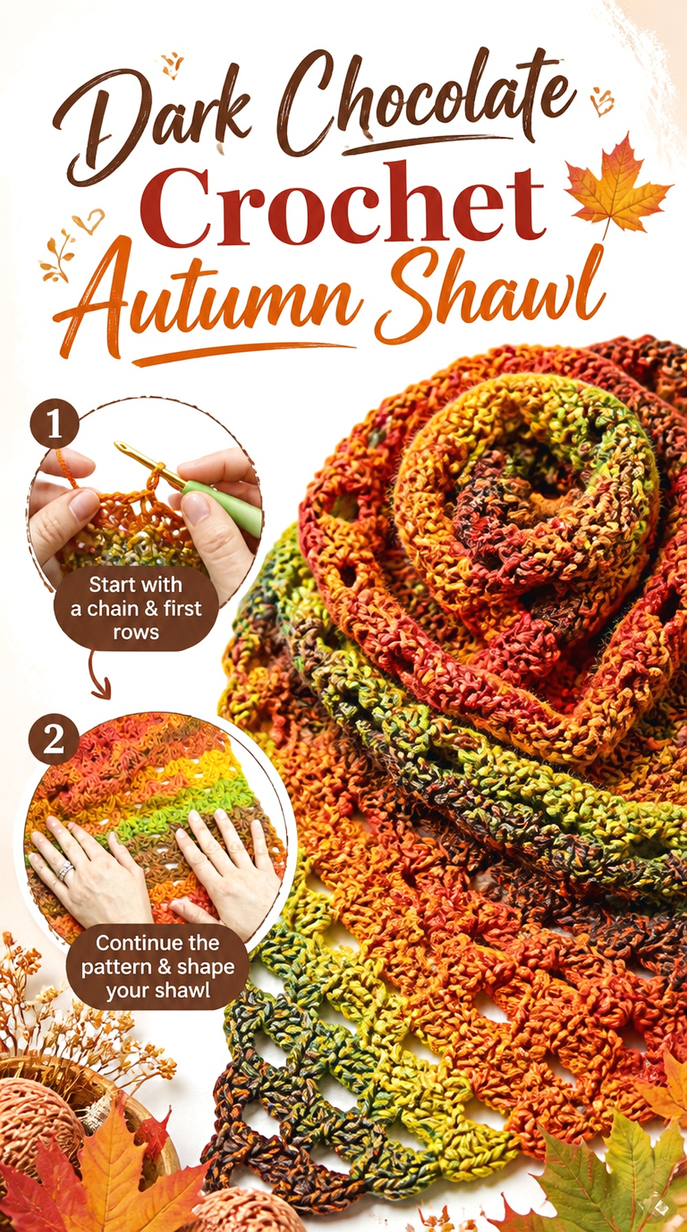 Dark Chocolate Crochet Autumn Shawl