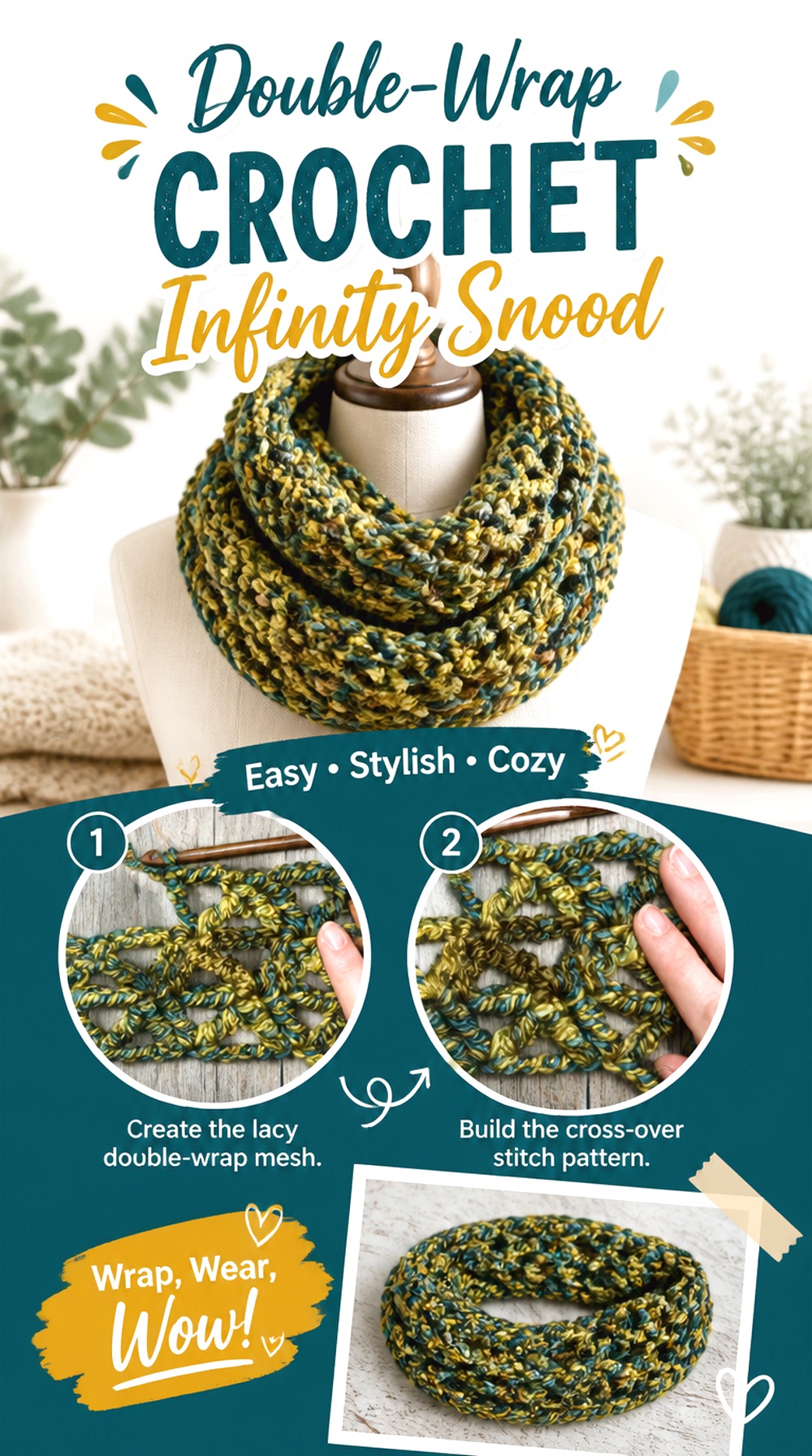 Double Wrap Crochet Infinity Snood