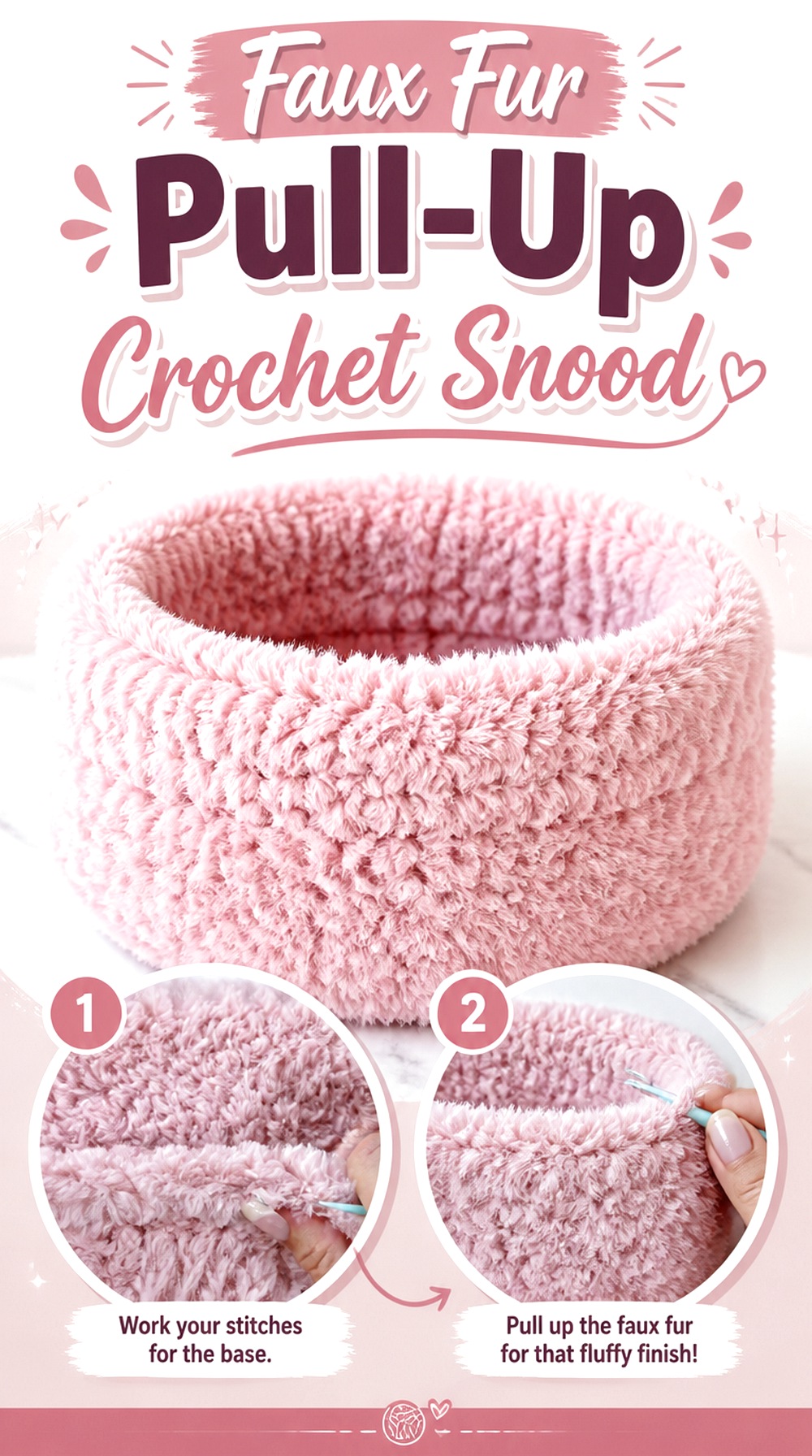 Faux Fur Pull Up Crochet Snood