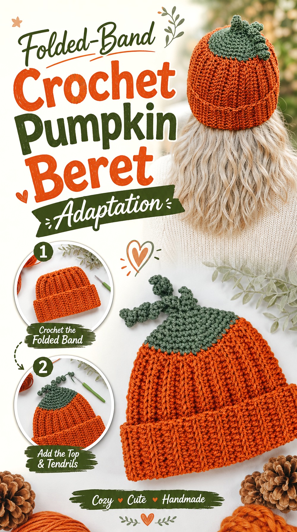 Folded Band Crochet Pumpkin Beret Adaptation