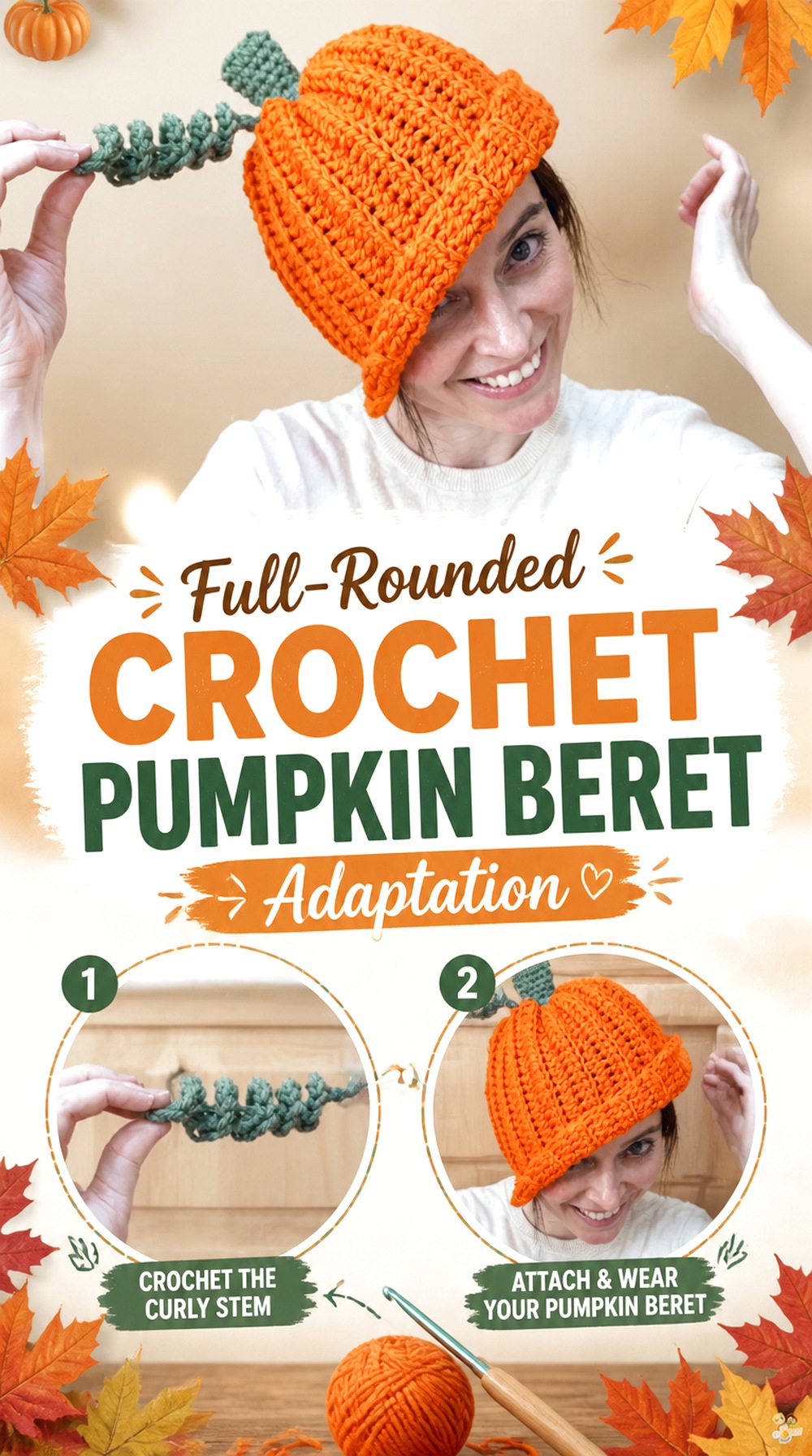 Full Rounded Crochet Pumpkin Beret Adaptation