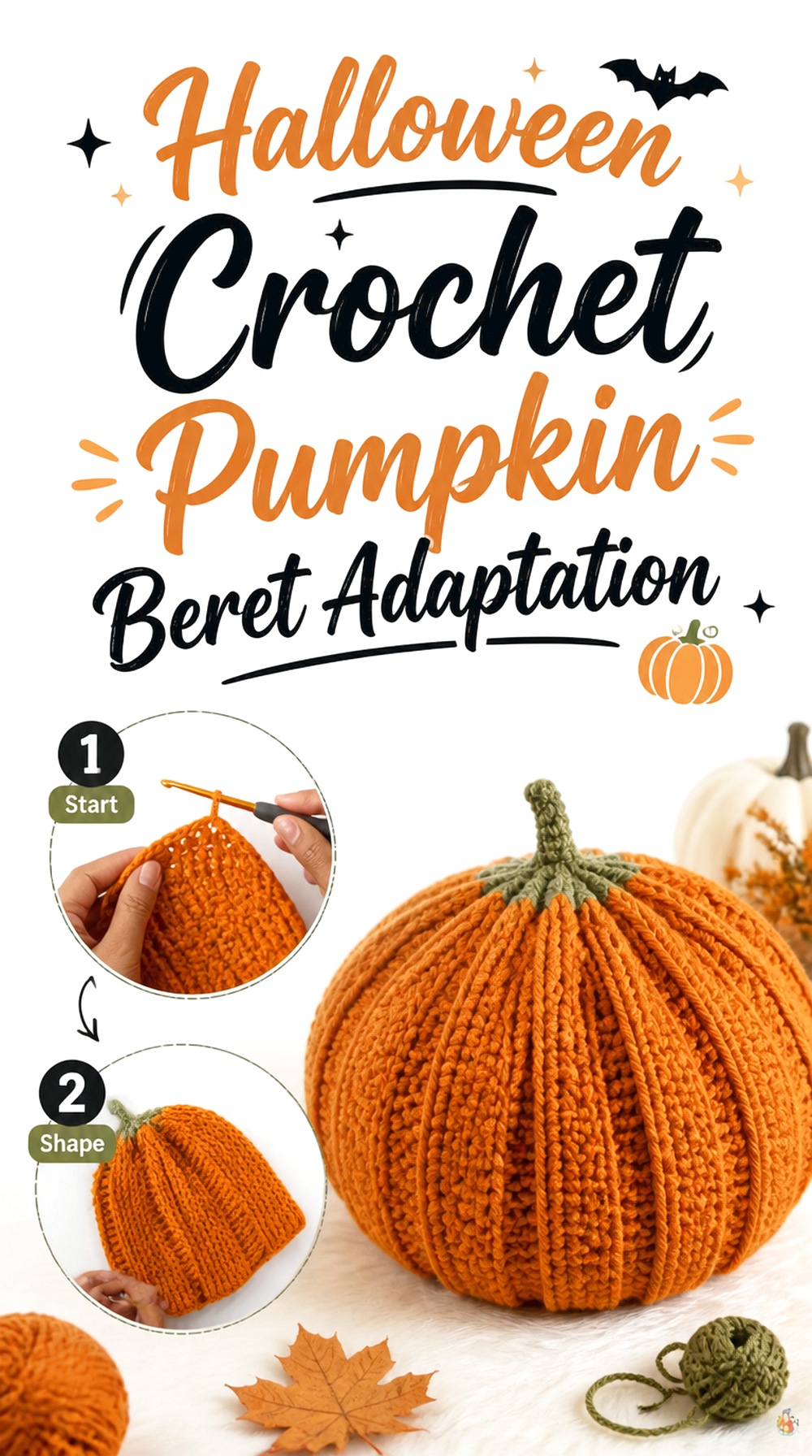 Halloween Crochet Pumpkin Beret Adaptation