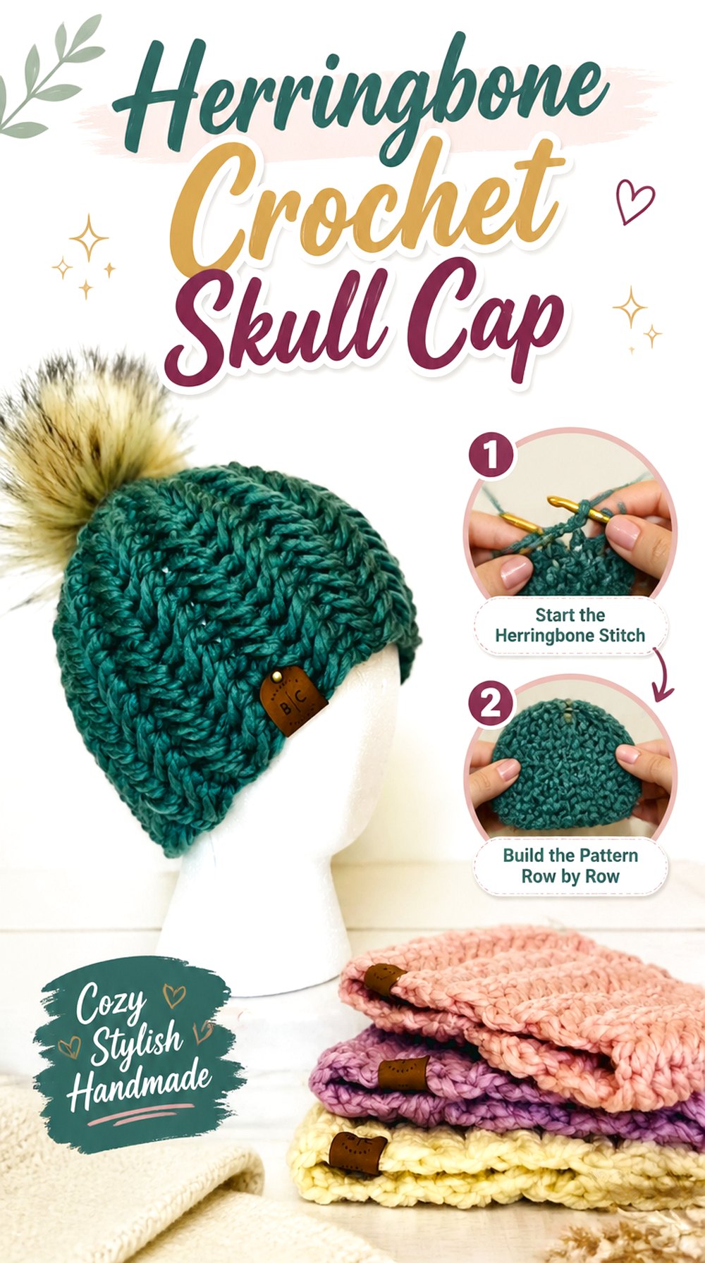 Herringbone Crochet Skull Cap